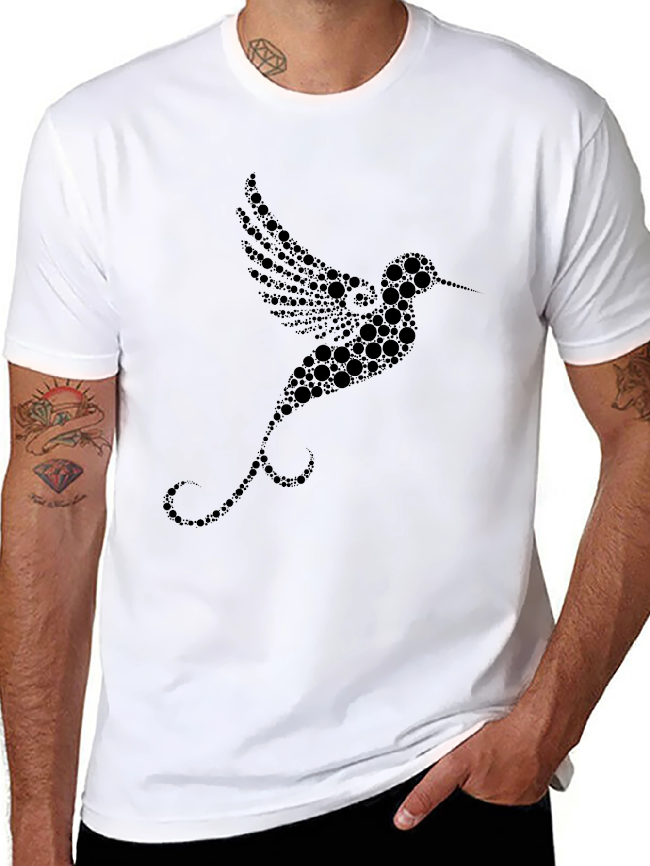 Black Hummingbird Graphic Black T-Shirt view 8