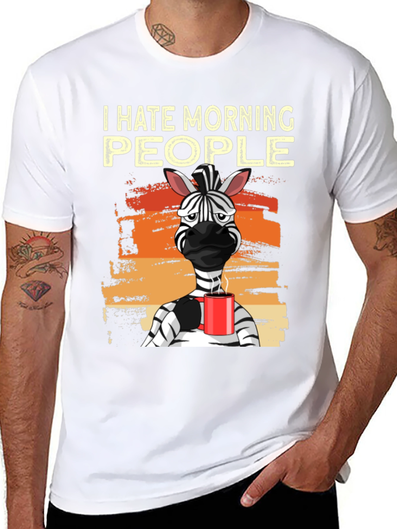 Black I Hate Morning People Zebra Graphic Tee view 8
