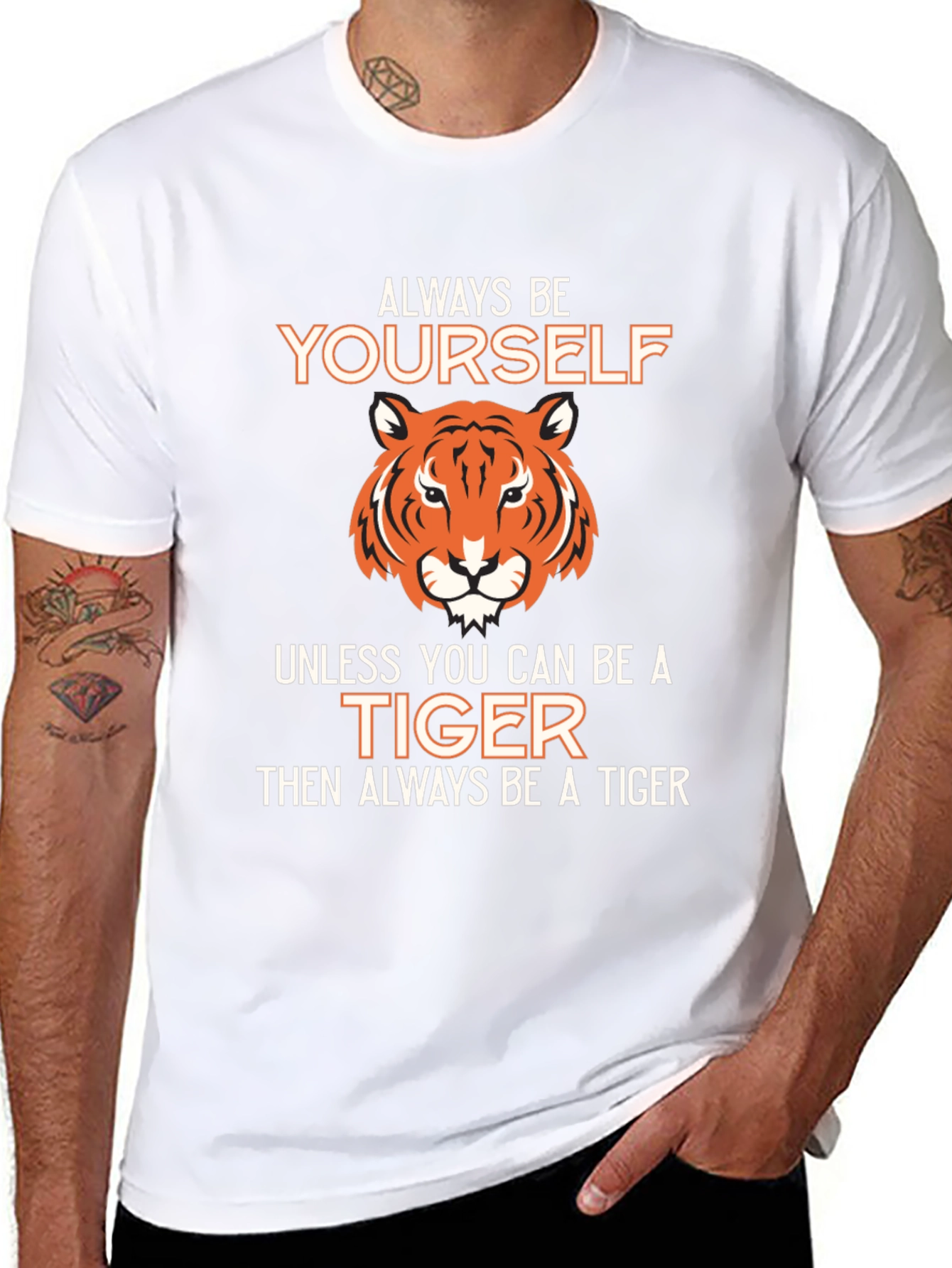 Black Be Yourself Unless You Can Be A Tiger T-Shirt view 8