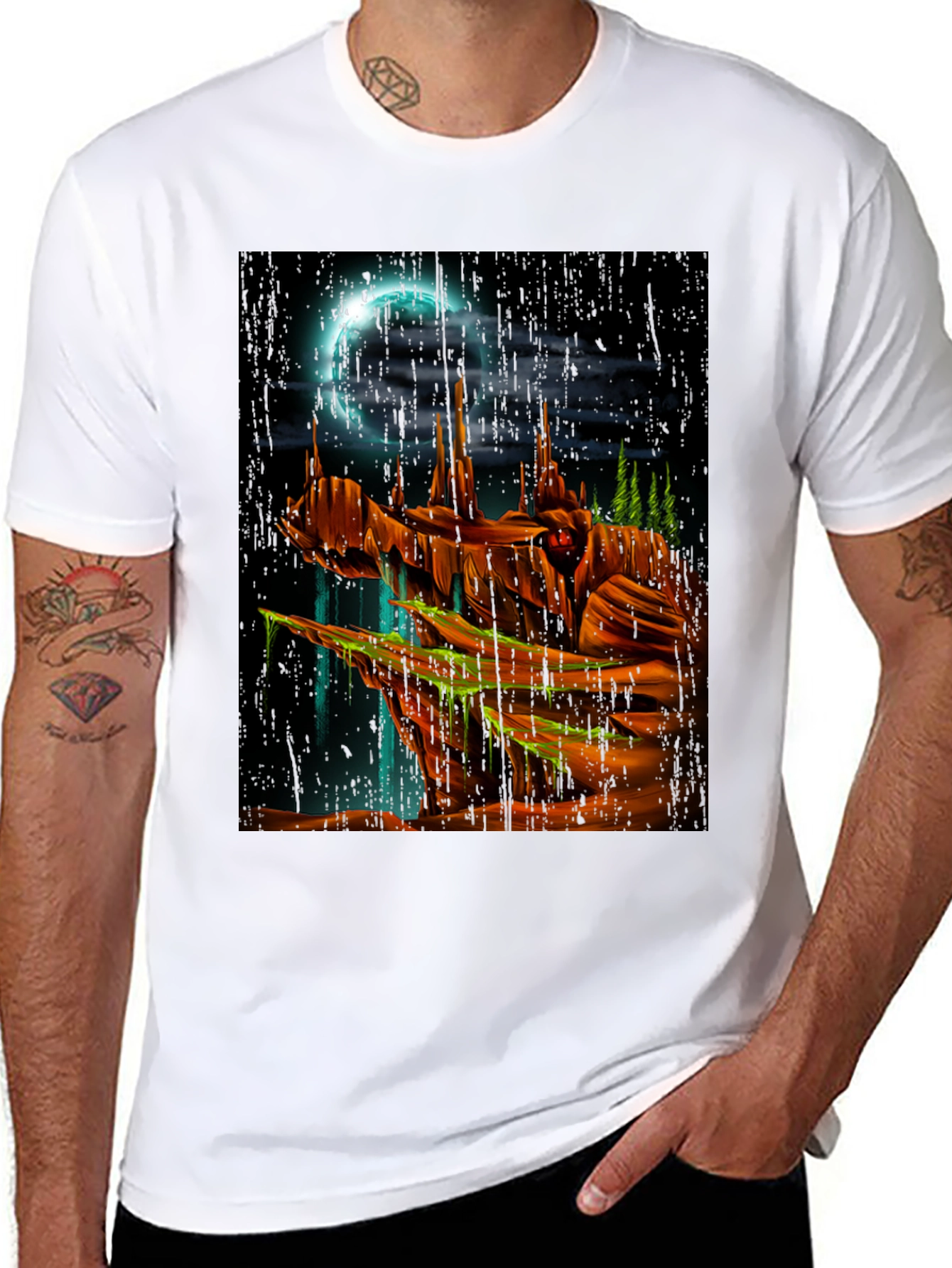 Black Mystic Landscape Graphic T-Shirt - Black view 8