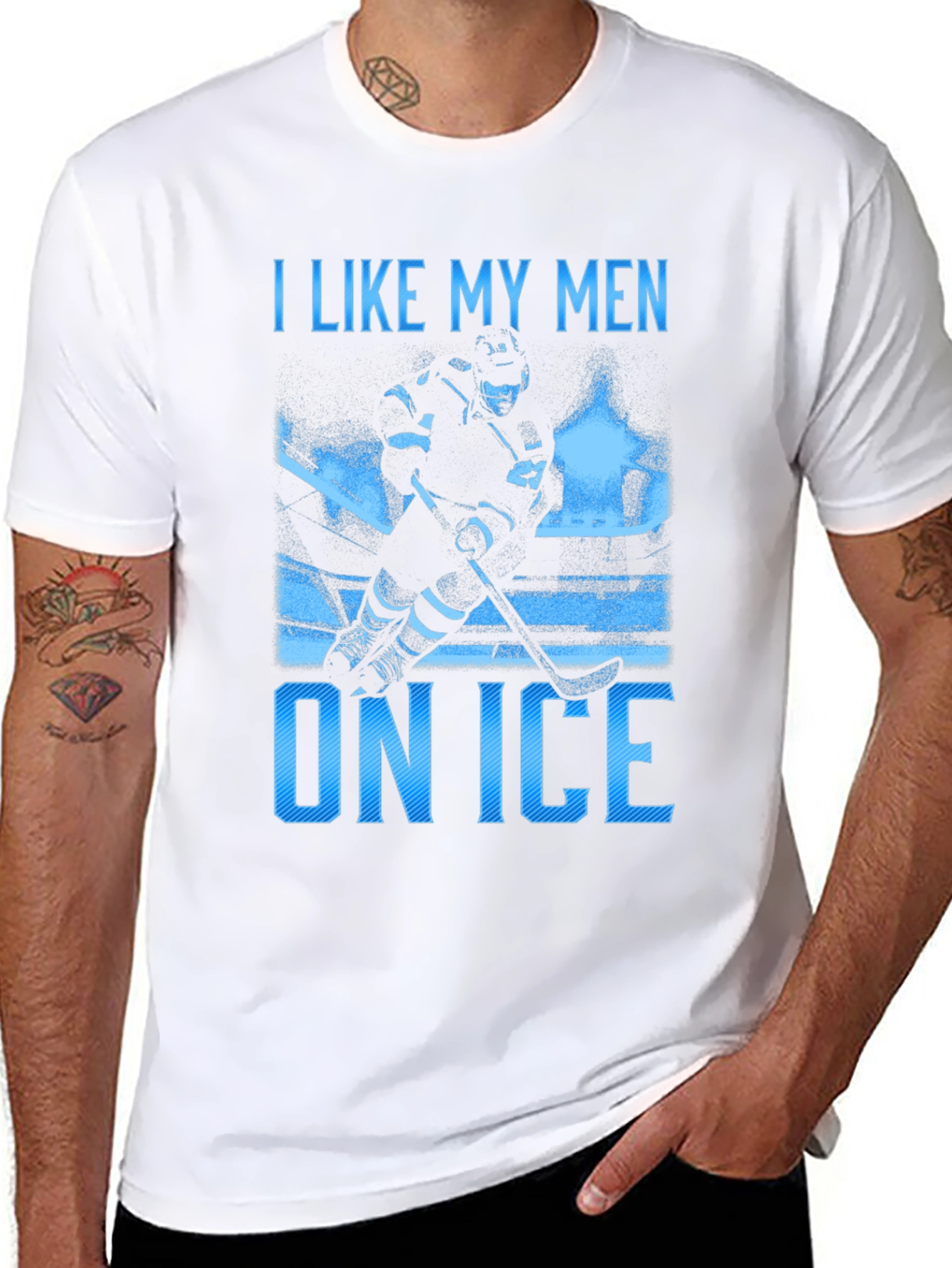 Black I Like My Men on Ice T-Shirt view 8