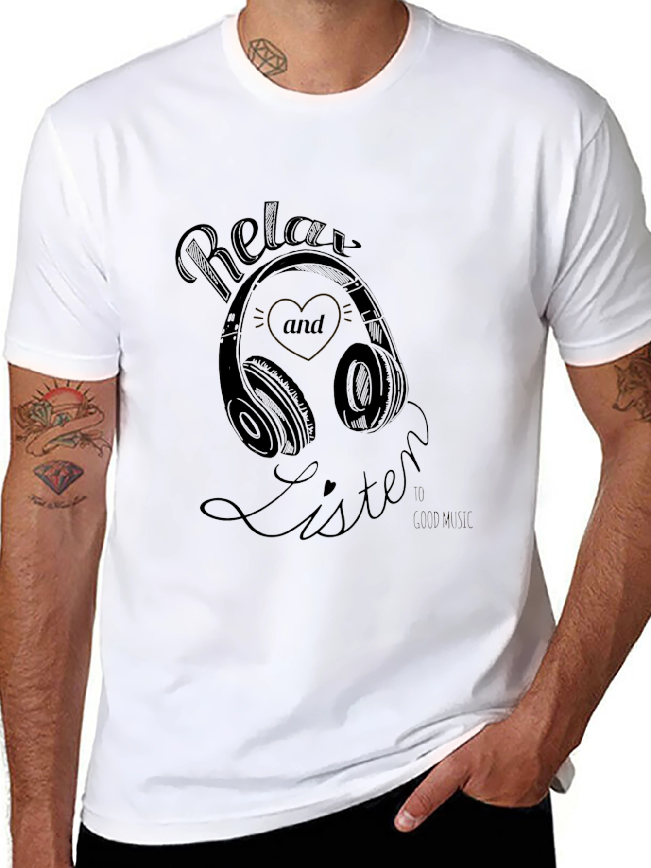 Black Relax and Listen T-Shirt - Black view 8