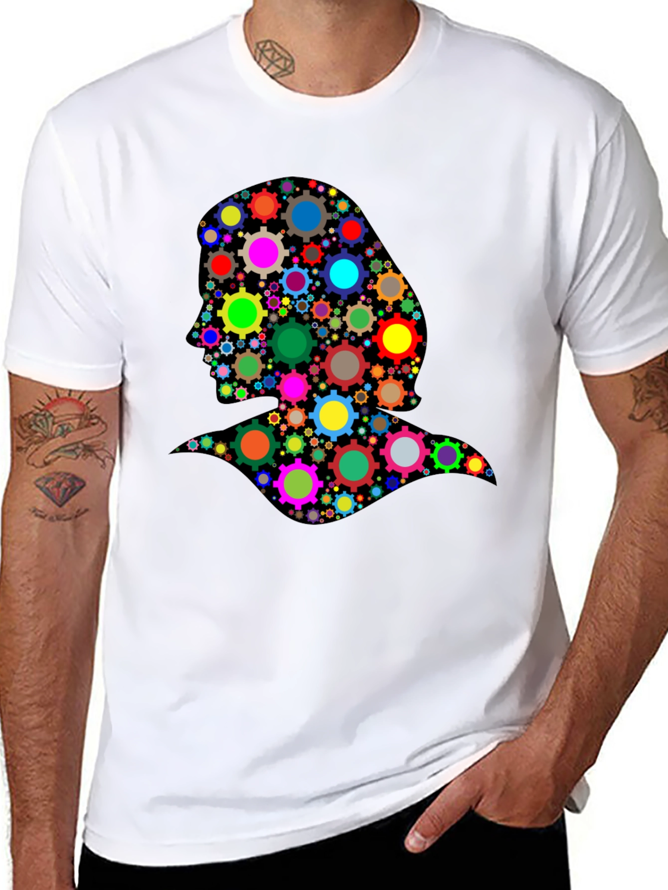 Black Abstract Woman T-Shirt - Colorful Gear Design view 8