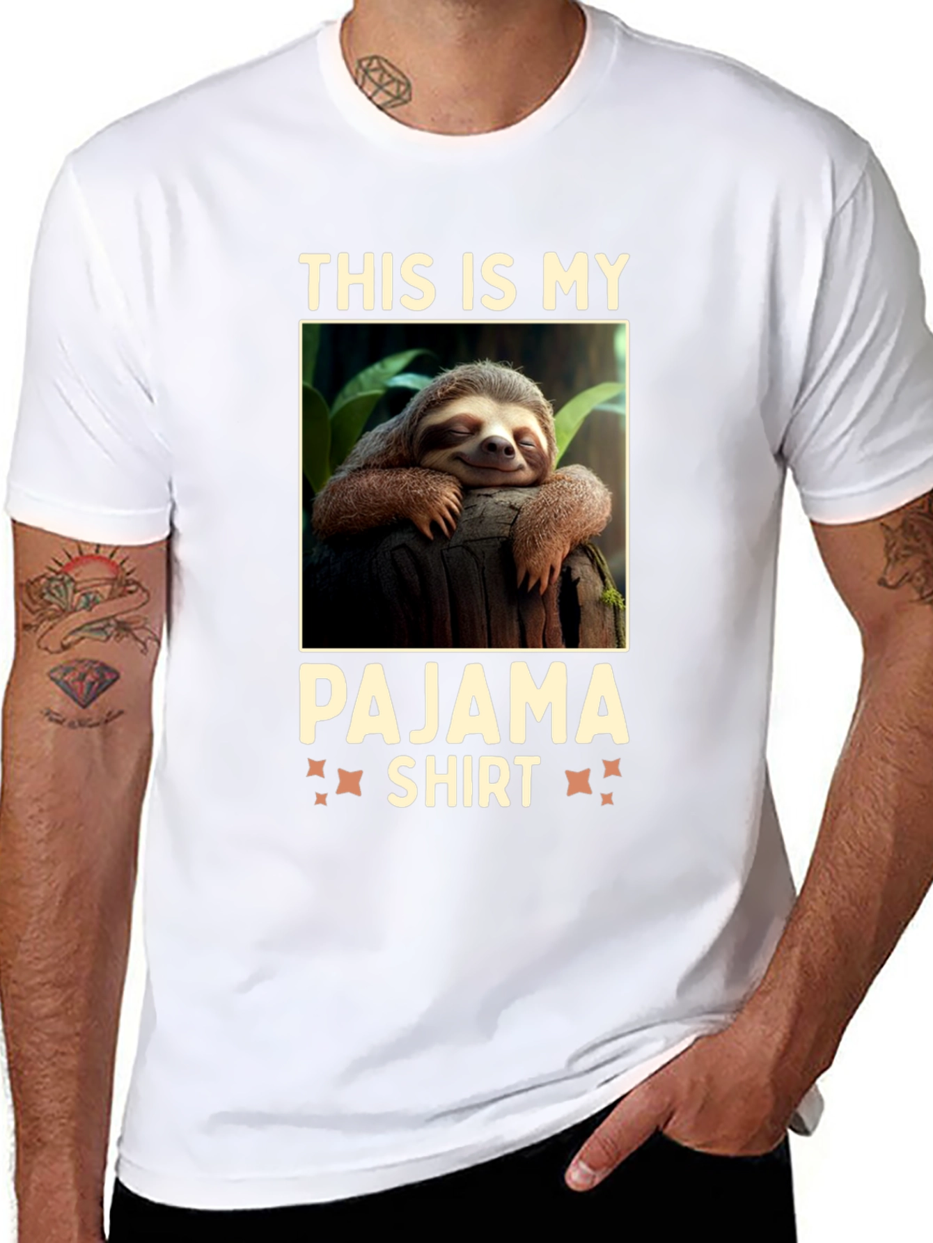 Black Sloth Pajama T-Shirt - Funny Sleep Tee view 8