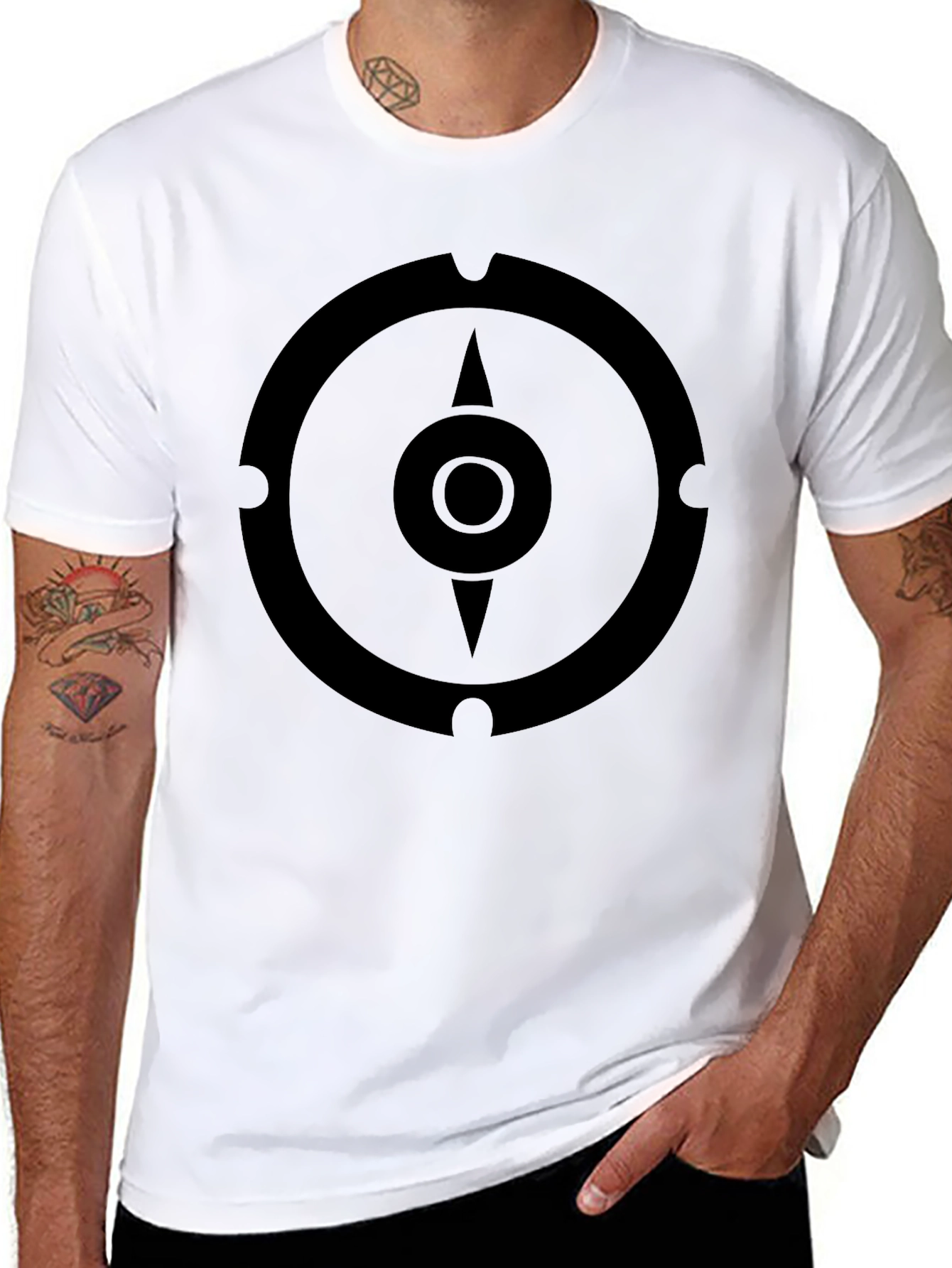 Black Geometric Compass Black T-Shirt view 8