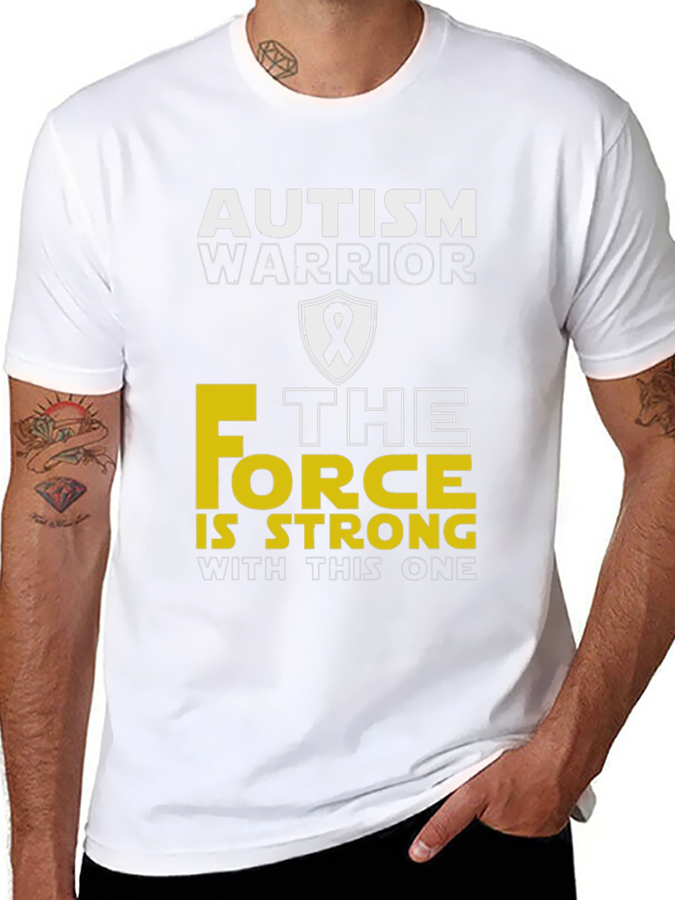Black Autism Warrior "Force is Strong" T-Shirt view 8