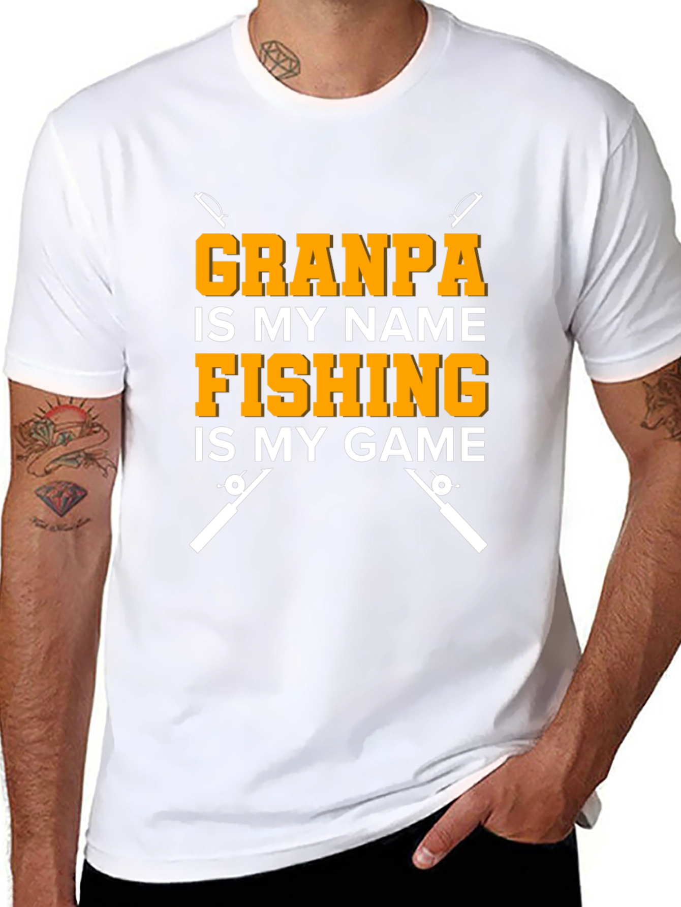 Black Grandpa Fishing T-Shirt - Novelty Fisherman Tee view 8