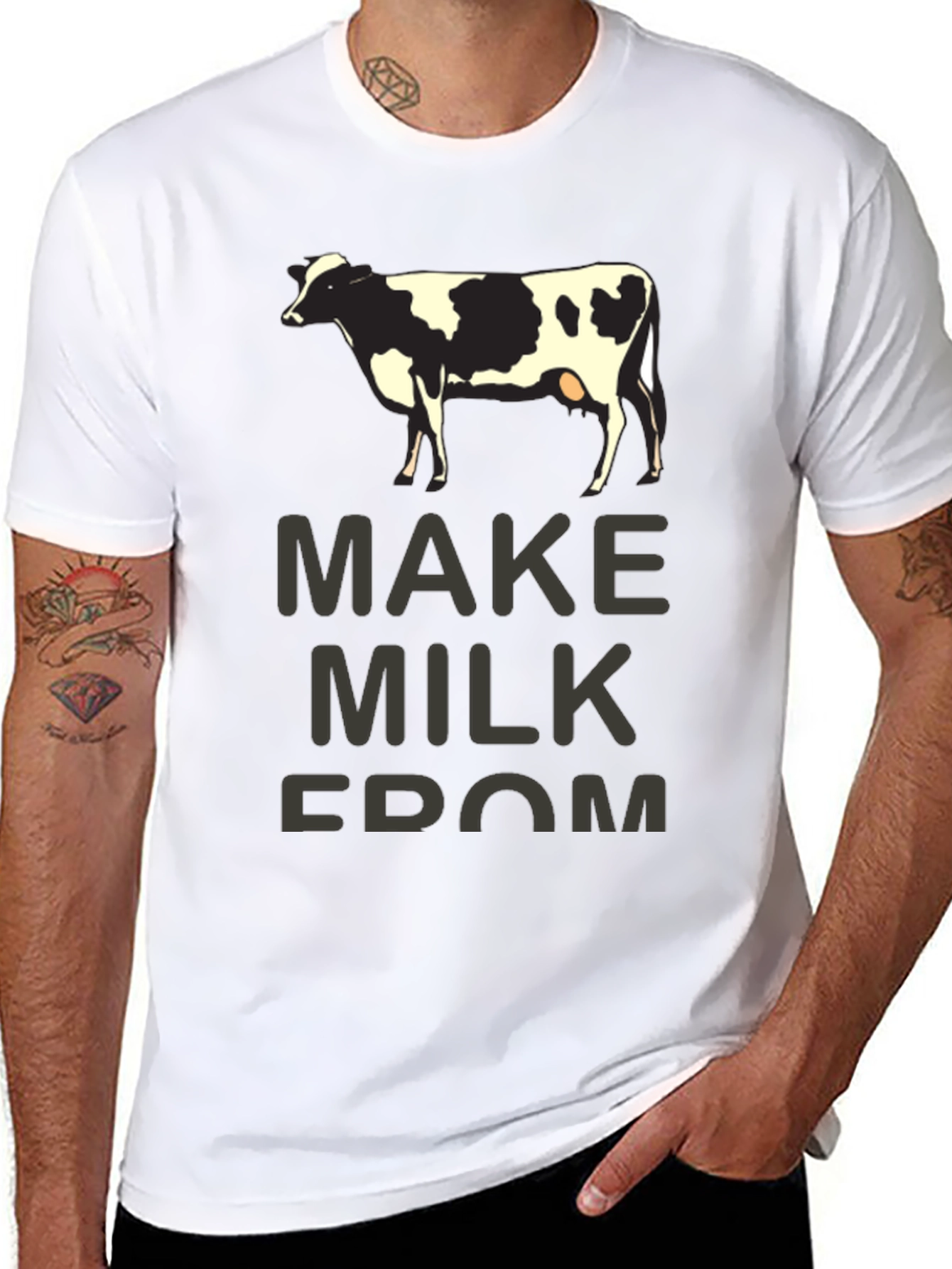 Black Make Milk From Cow T-Shirt - Humorous Graphic Tee view 8