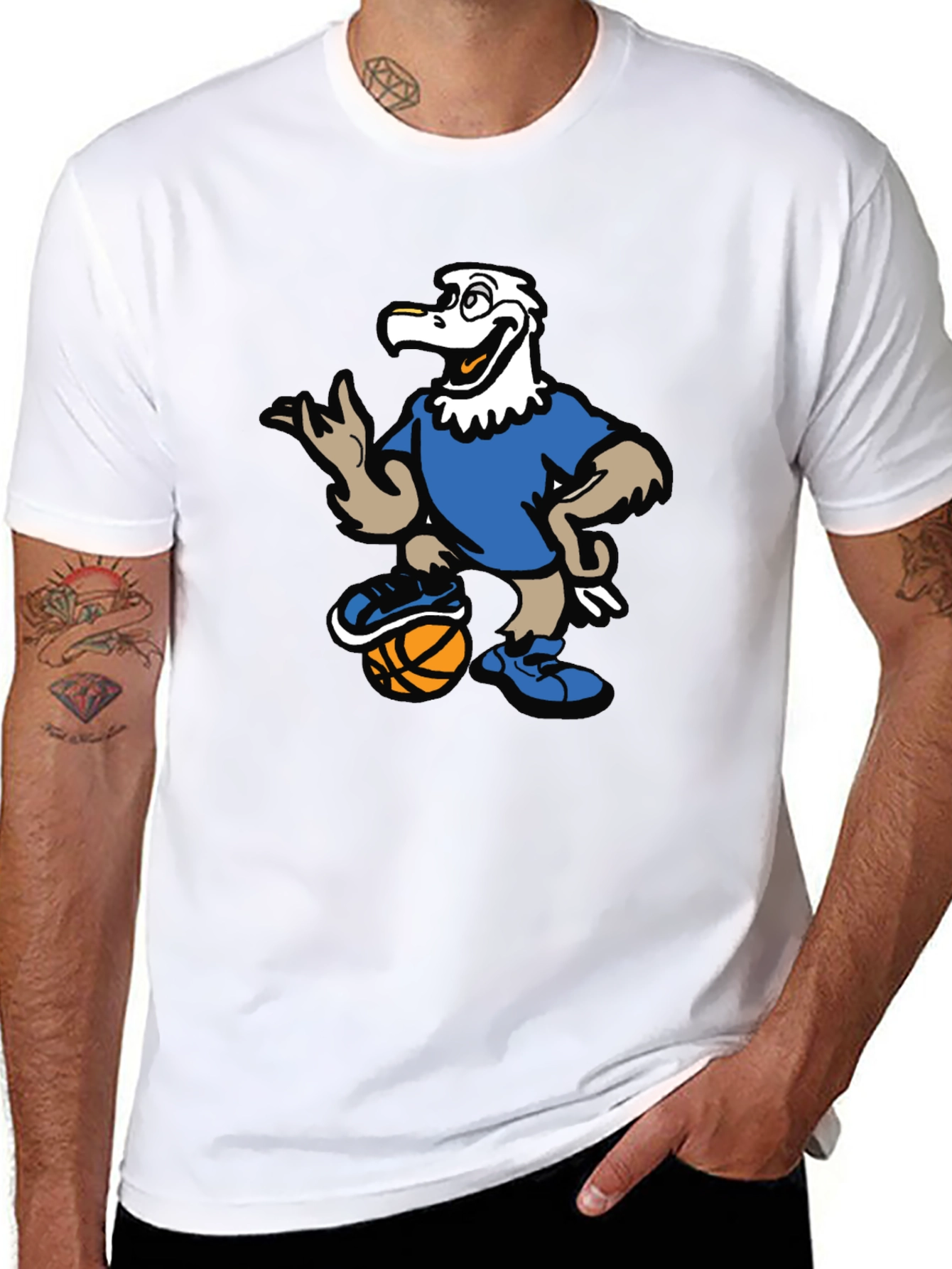 Black Cartoon Eagle Basketball T-Shirt view 8