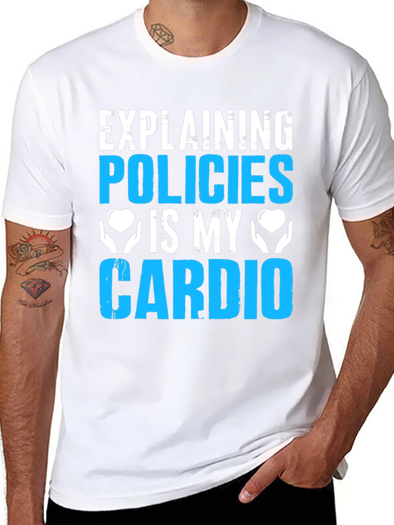 Black Policies Are My Cardio Funny Graphic Tee view 8