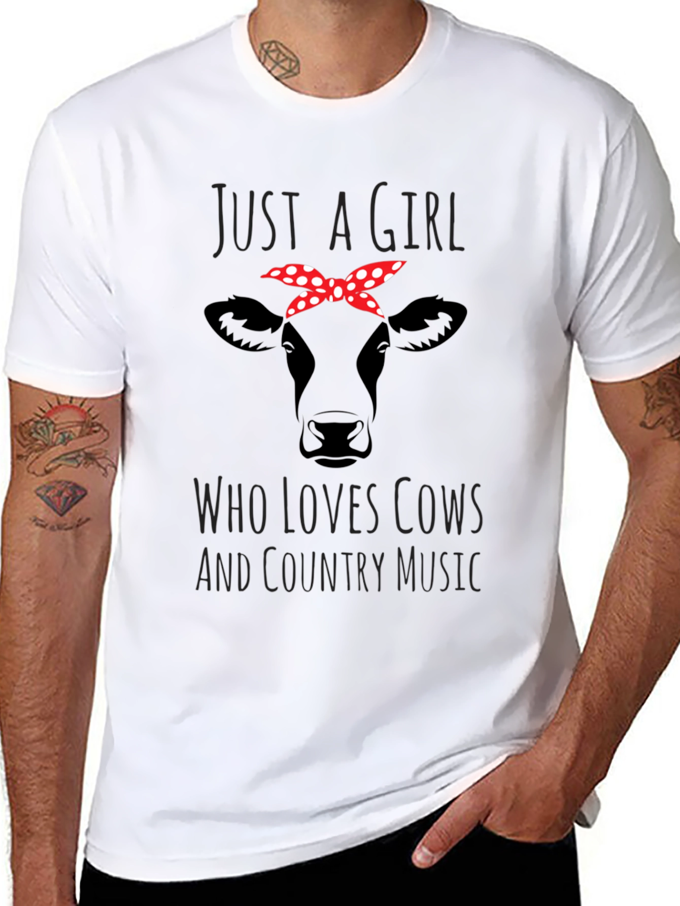 Black Just a Girl Who Loves Cows T-Shirt view 8