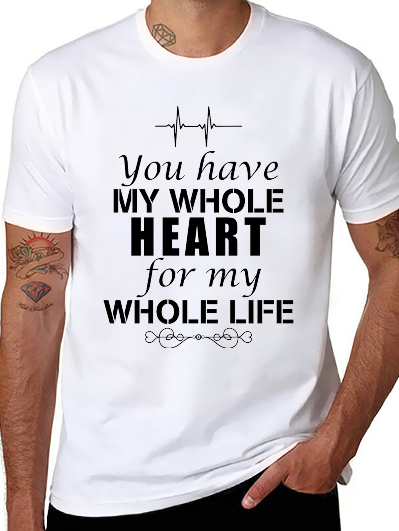 Black My Whole Heart Graphic Tee - Black Crew Neck view 8