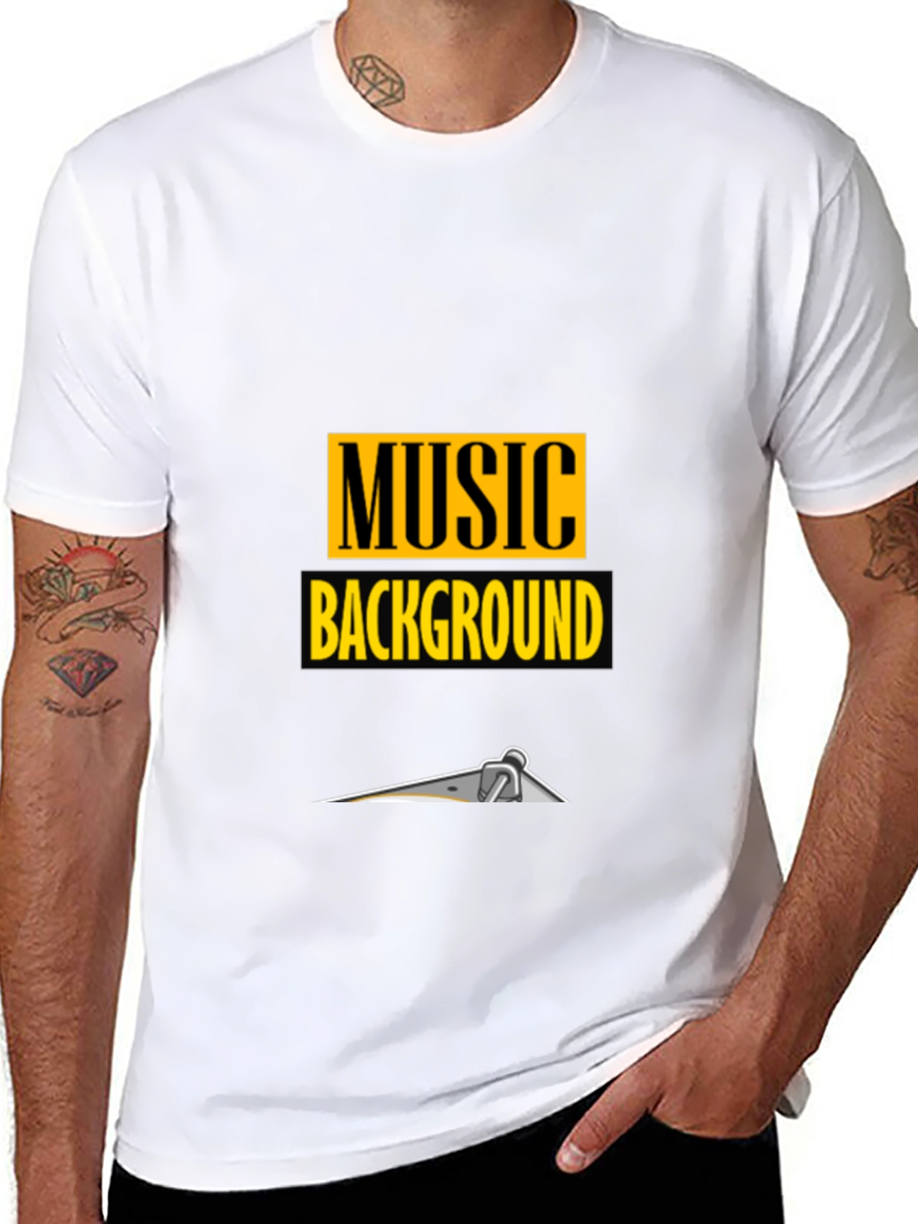 Black Music Background Graphic Tee - Black view 8