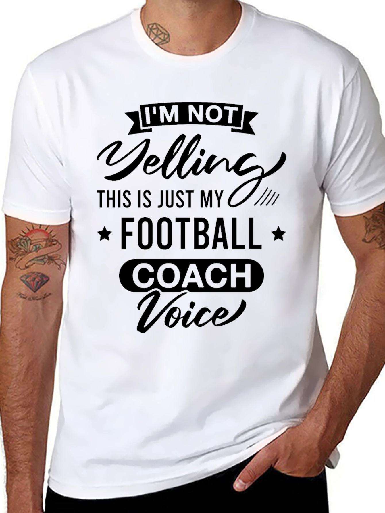 Black Funny Football Coach Voice T-Shirt view 8