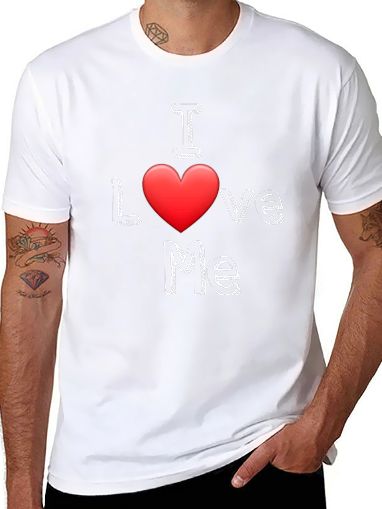 Black I Love Me T-Shirt - Black Cotton Casual Wear view 8