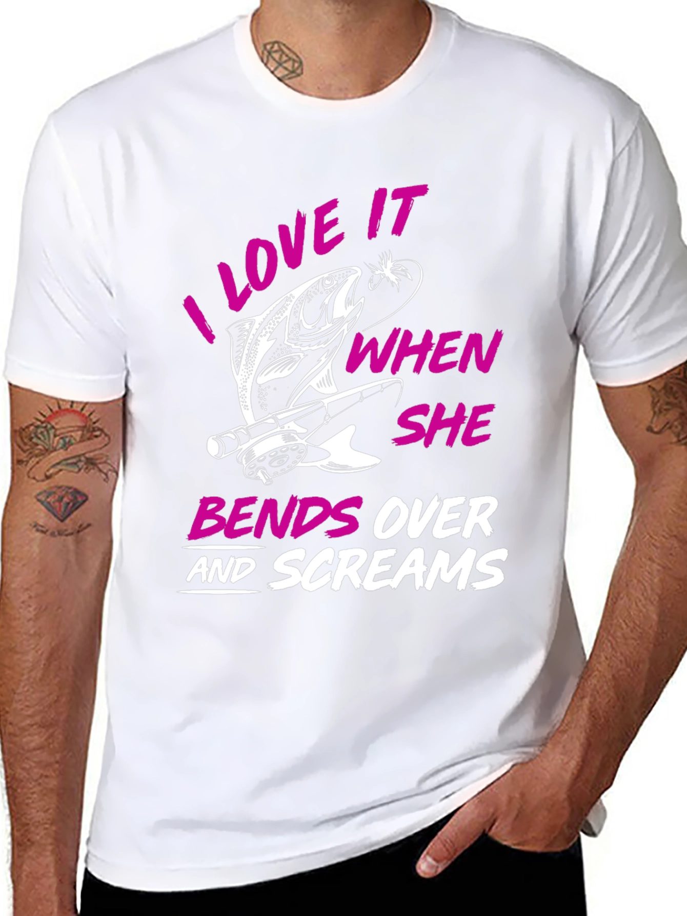 Black Fishing Humor T-Shirt: I Love It When She Bends Over view 8