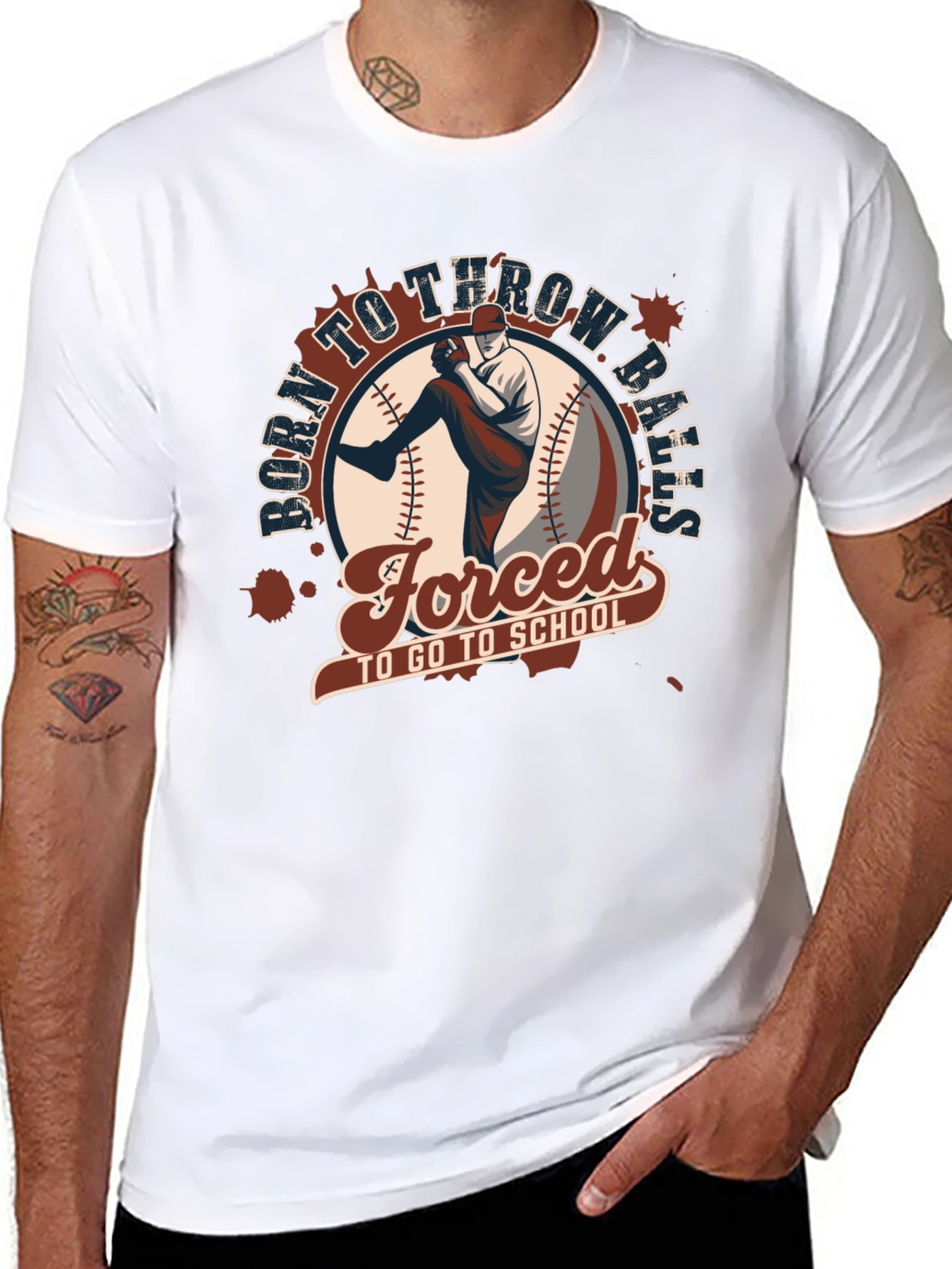 Black Born To Throw Balls T-Shirt view 8