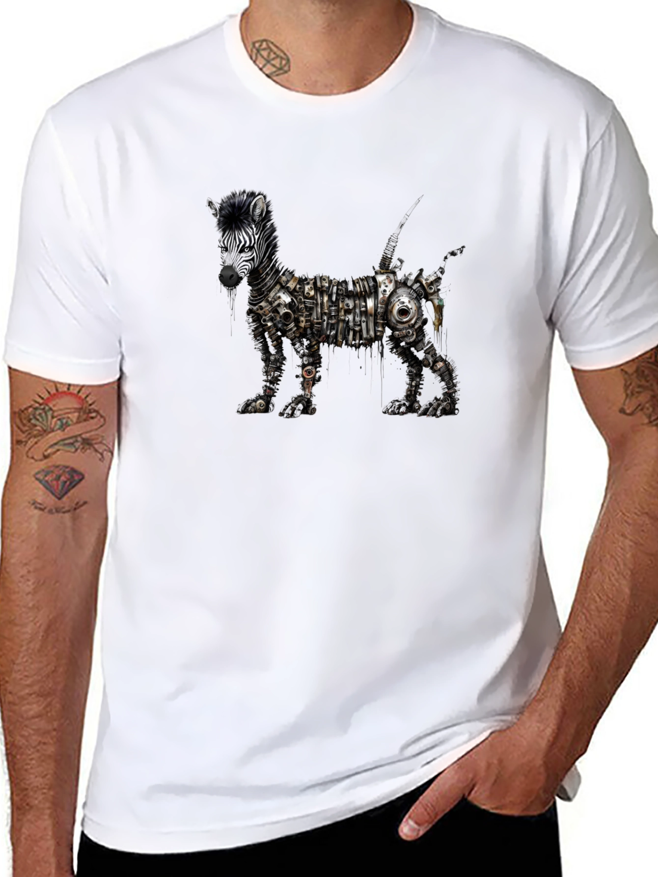 Black Steampunk Zebra Black T-Shirt view 8