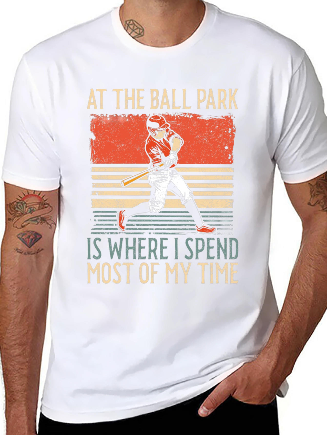 Black Baseball Fan T-Shirt: At The Ball Park view 8