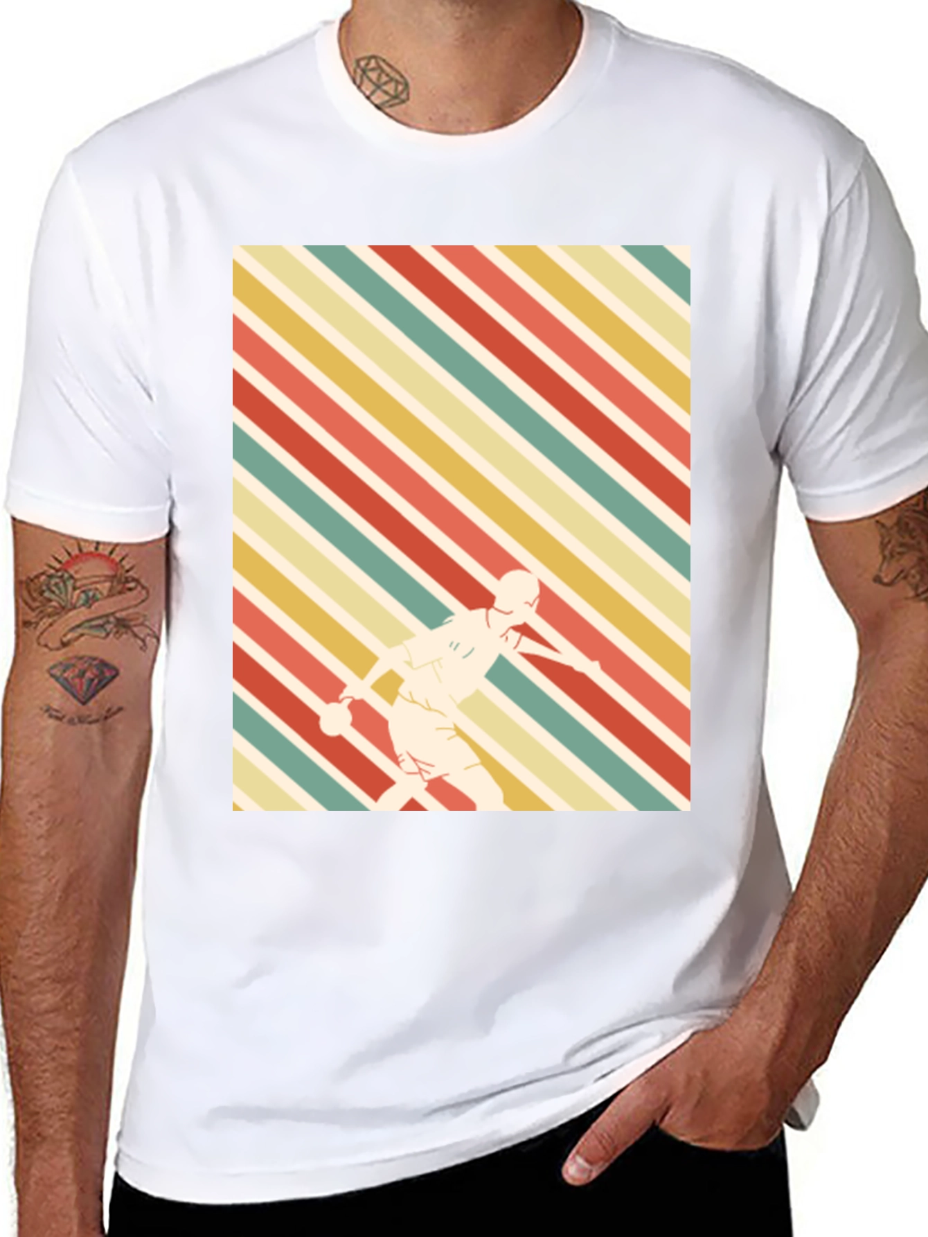 Black Retro Sports Tee - Striped Player Graphic view 8