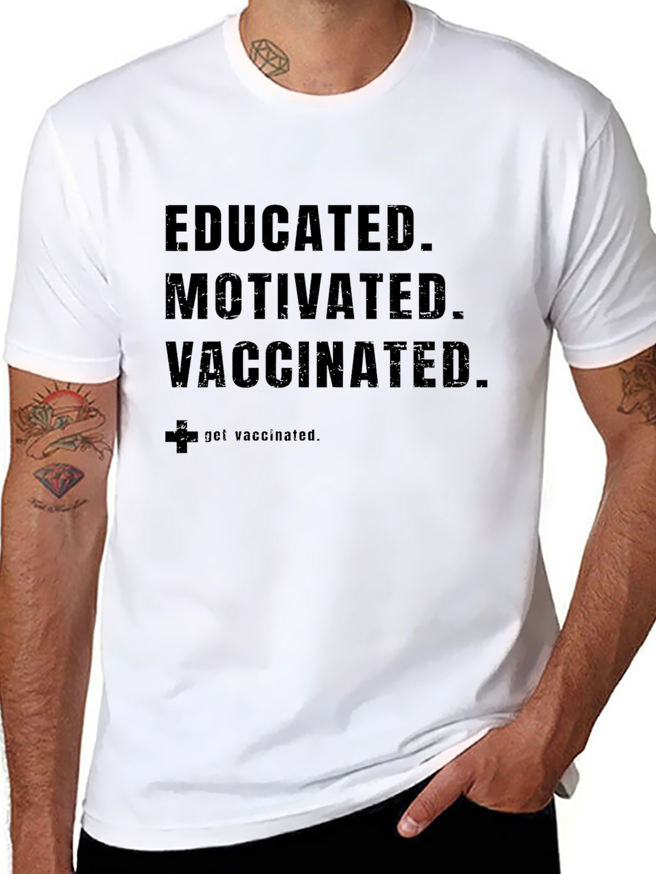 Black Educated Motivated Vaccinated Graphic Tee view 8