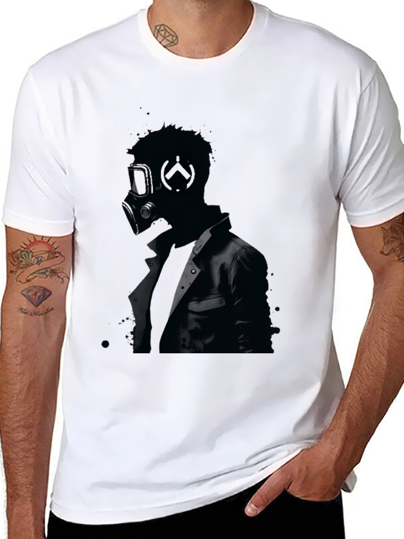 Black Gas Mask Graphic Tee - Men's Black T-Shirt view 8