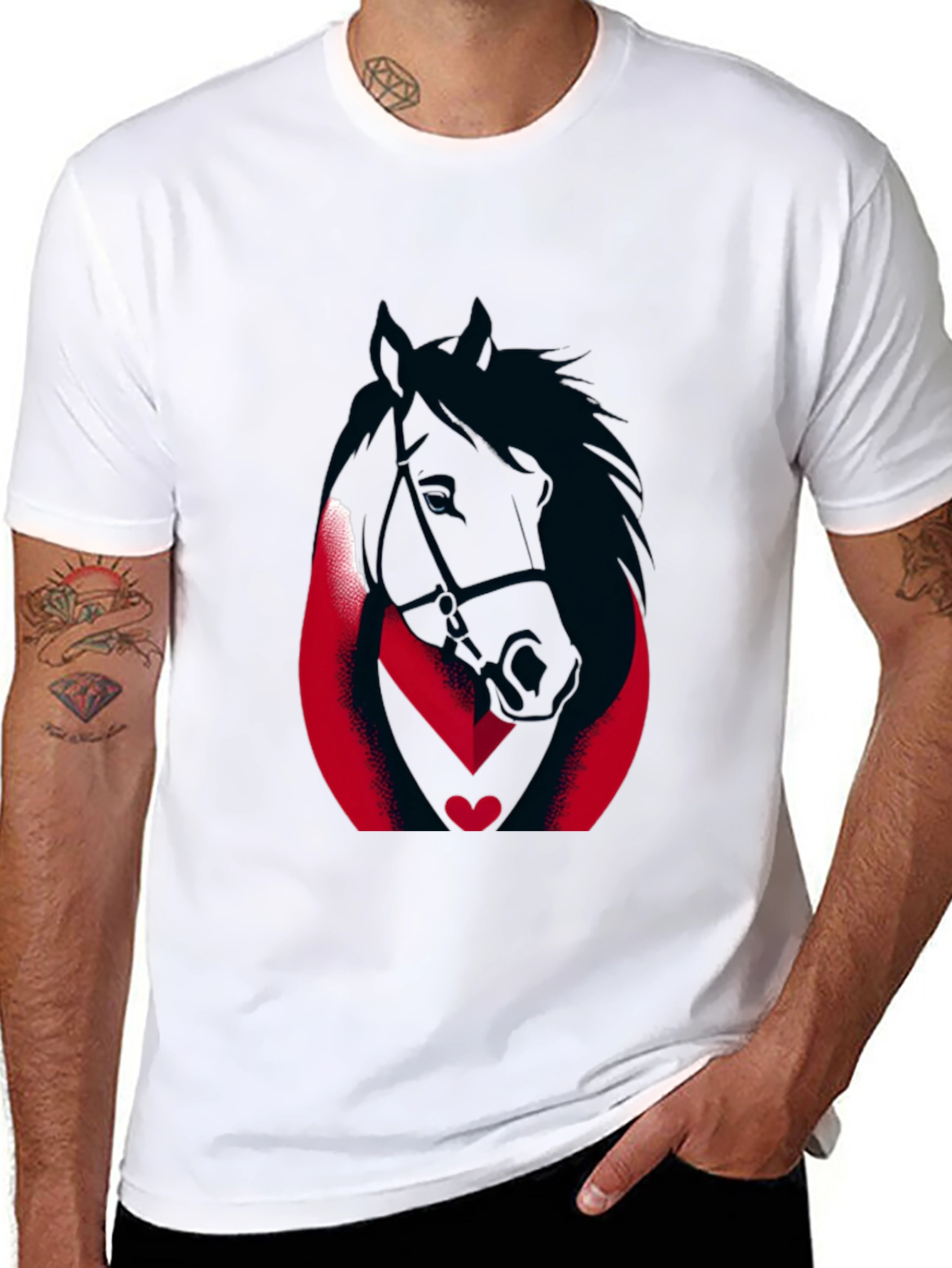Black Horse Graphic Tee - Black Cotton Blend view 8