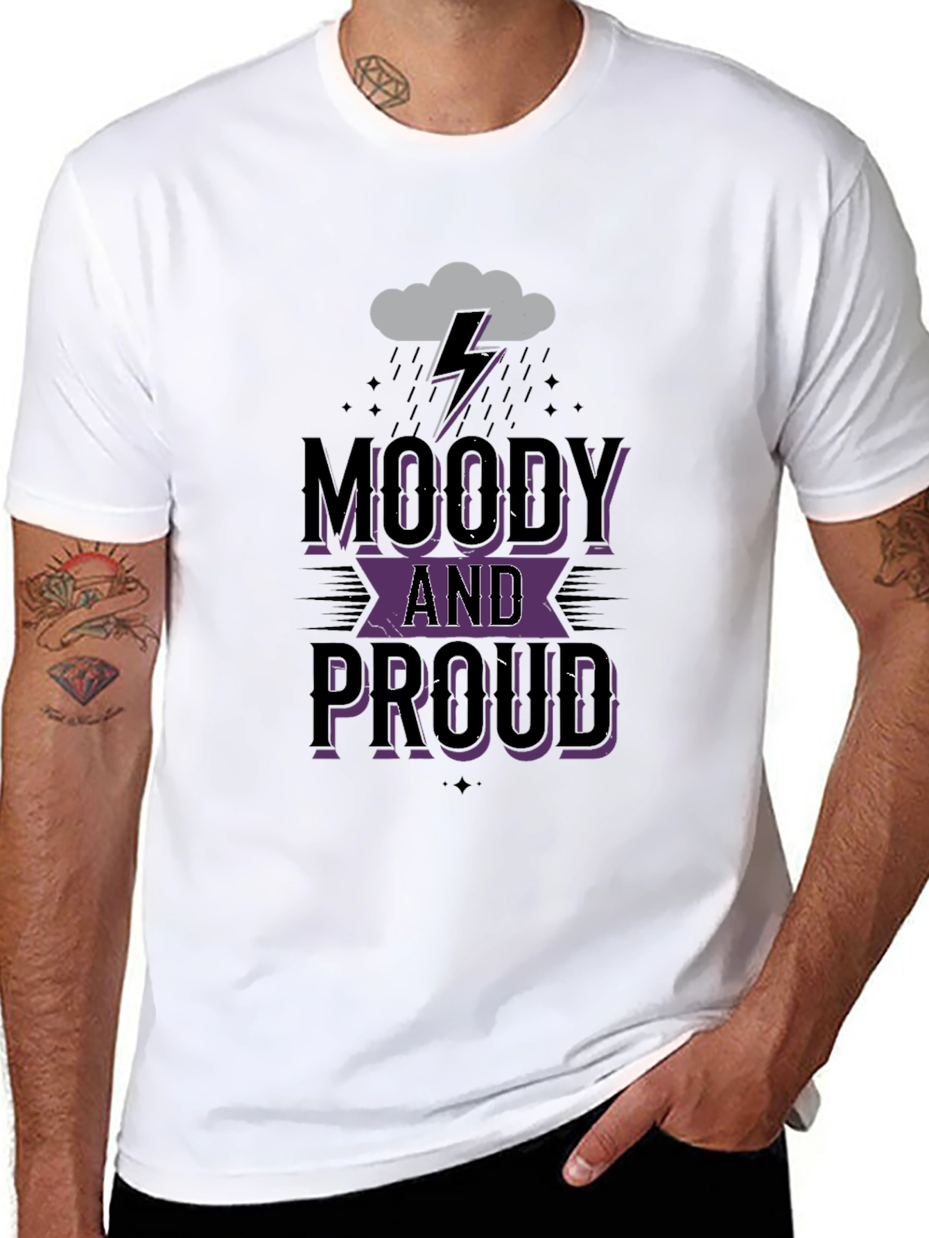 Black Moody and Proud Graphic Tee - Black Cotton T-Shirt view 8