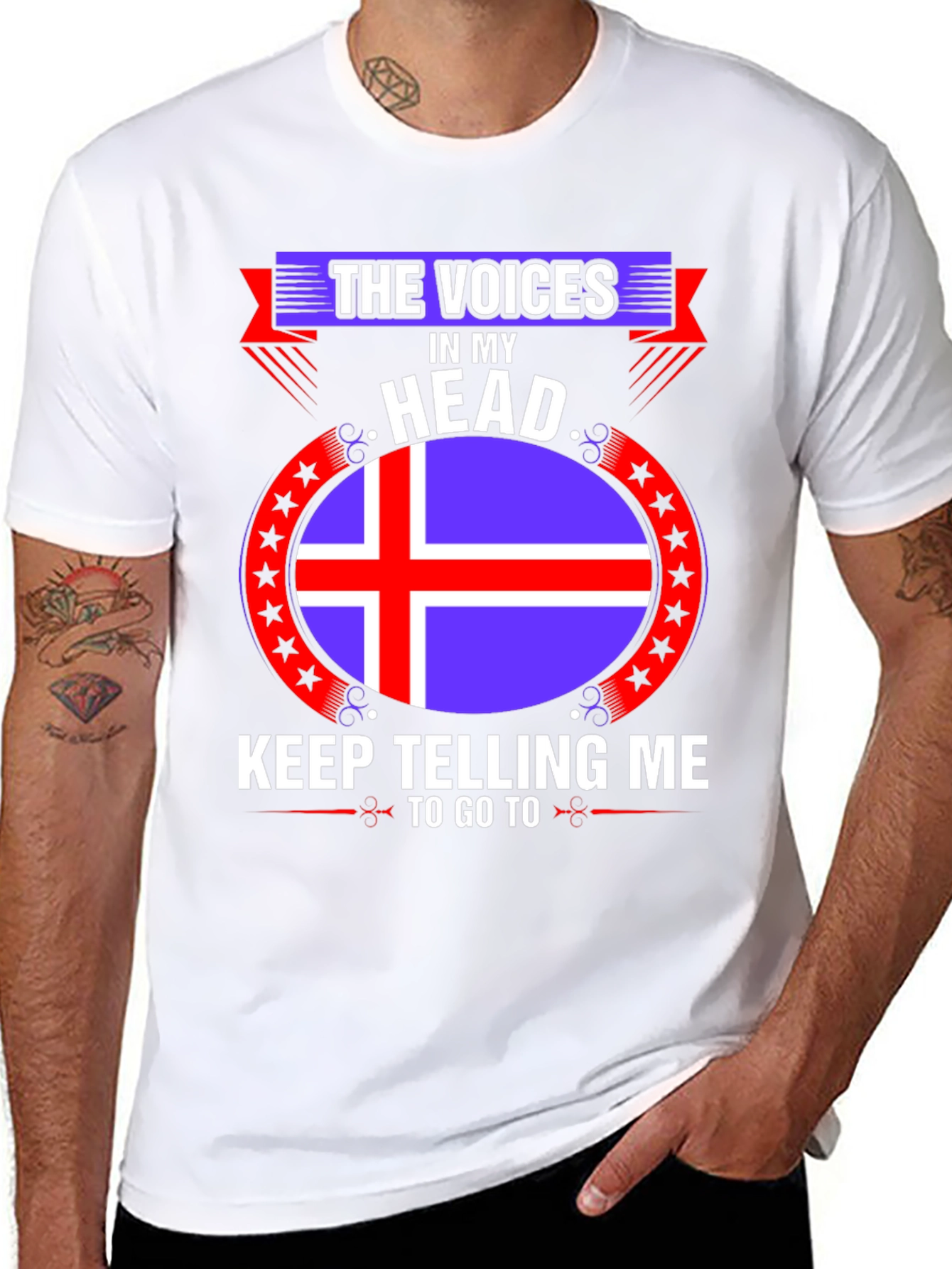 Black Iceland Flag T-Shirt - "The Voices In My Head" view 8