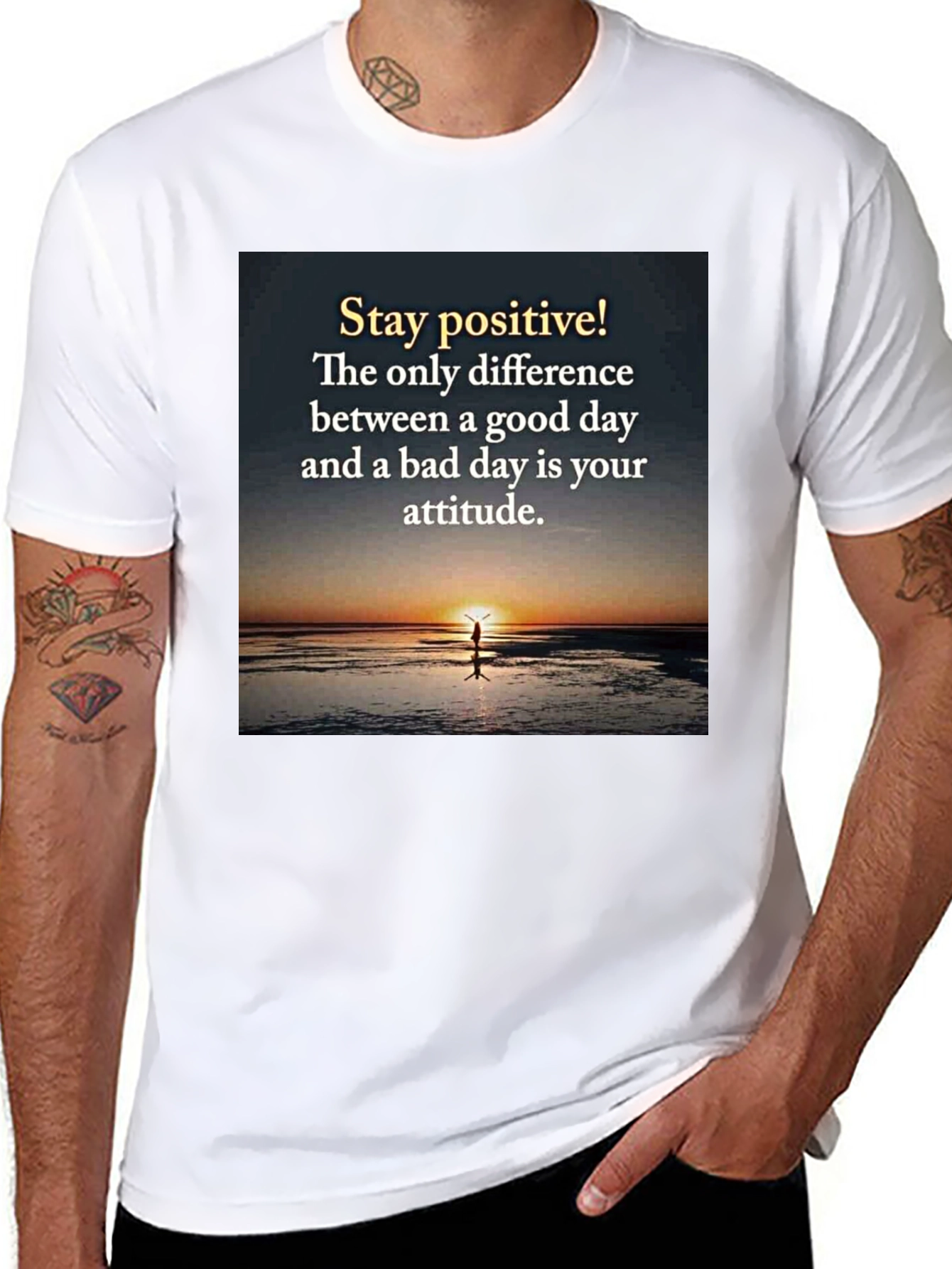 Black Stay Positive Graphic Tee - Inspirational T-Shirt view 8