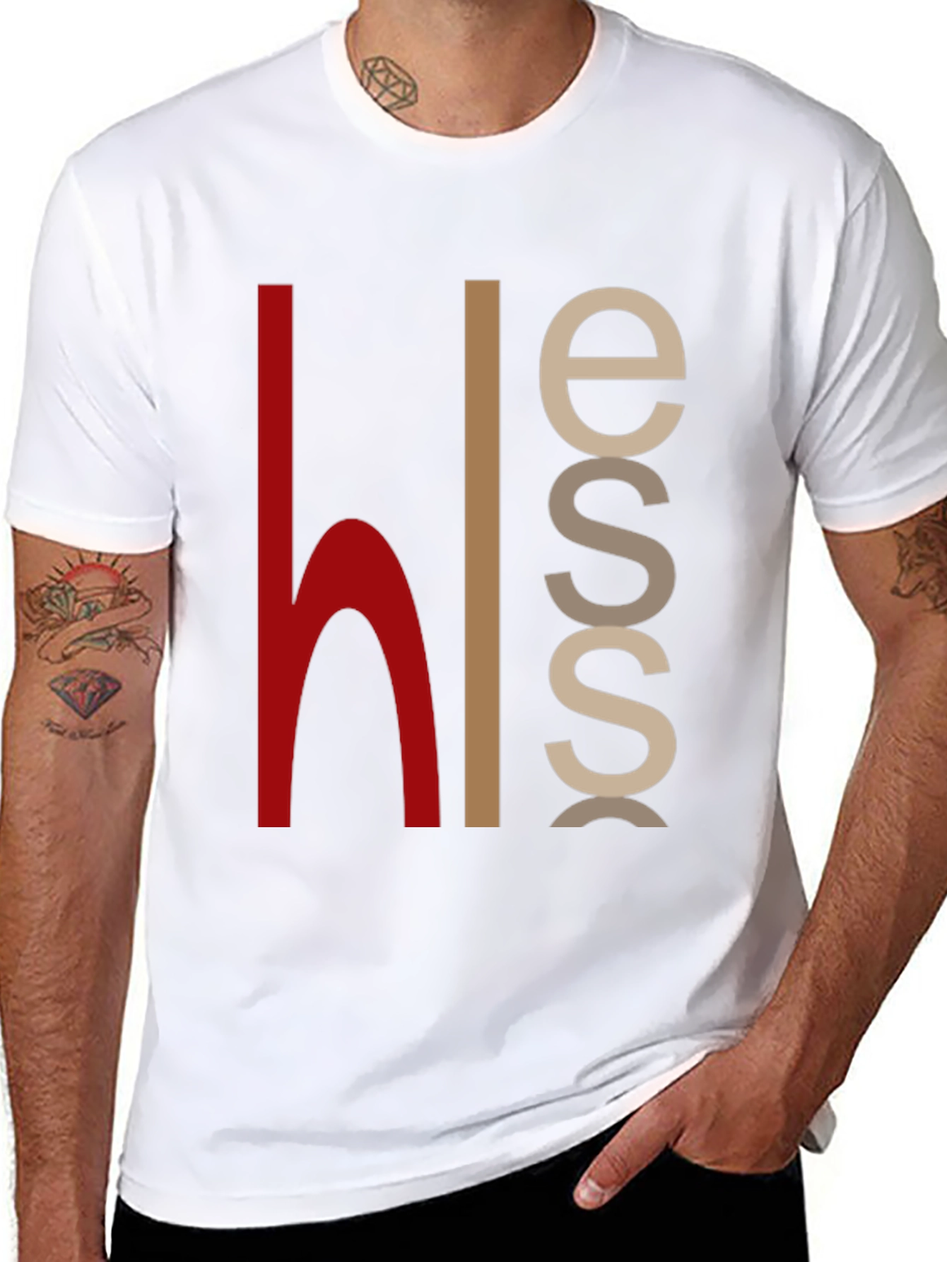 Black Modern Graphic Print Crew Neck T-Shirt view 8