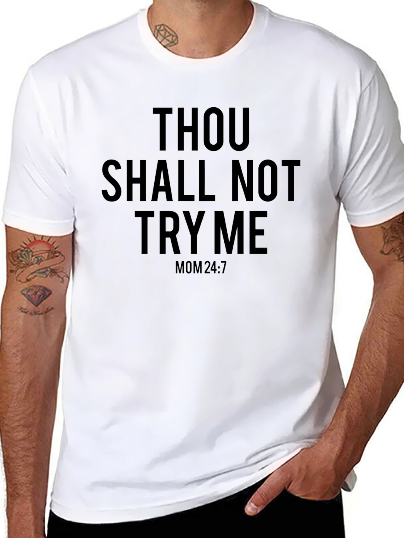 Black Thou Shall Not Try Me Mom 24:7 Black T-Shirt view 8