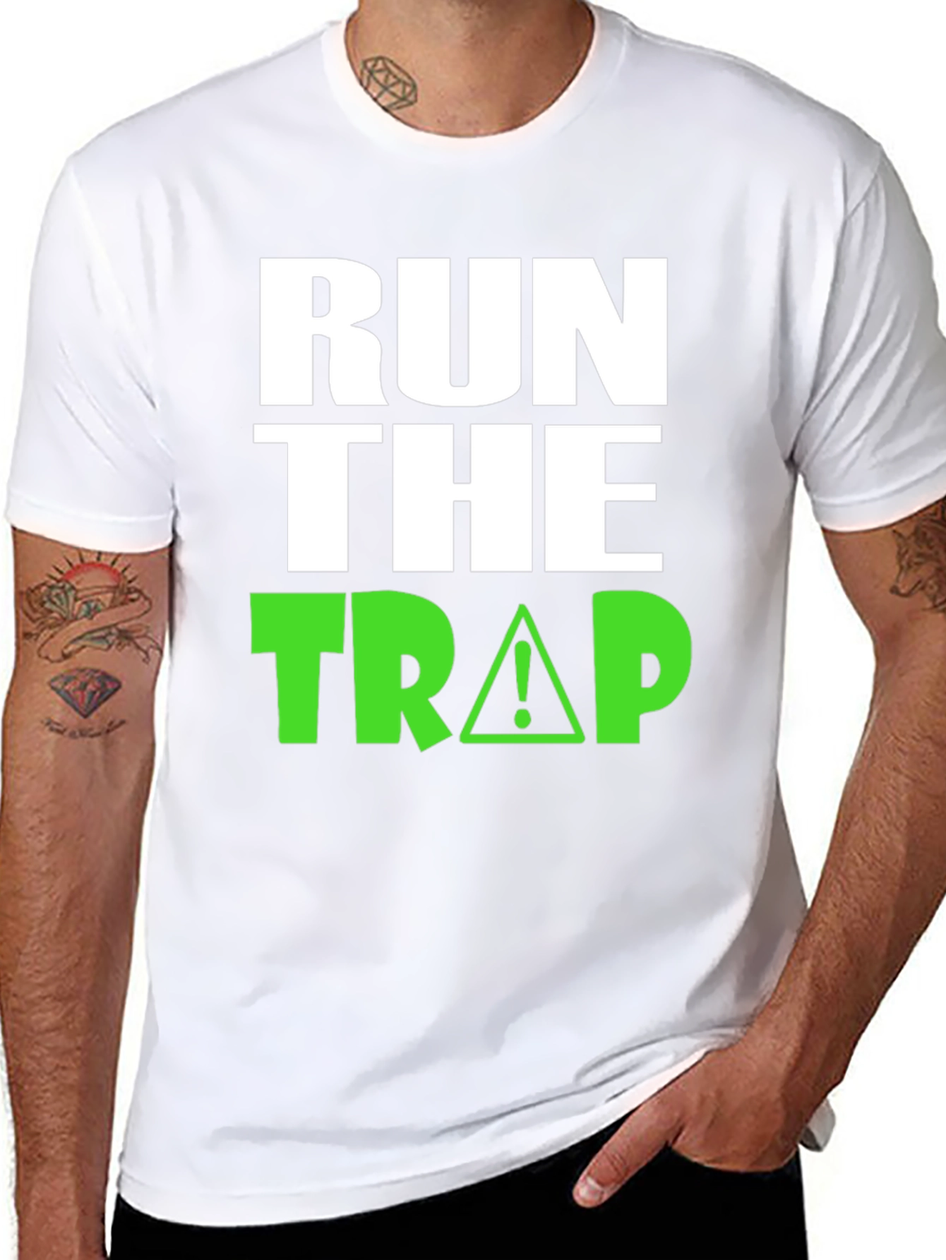 Black Run the Trap Black Graphic T-Shirt view 8
