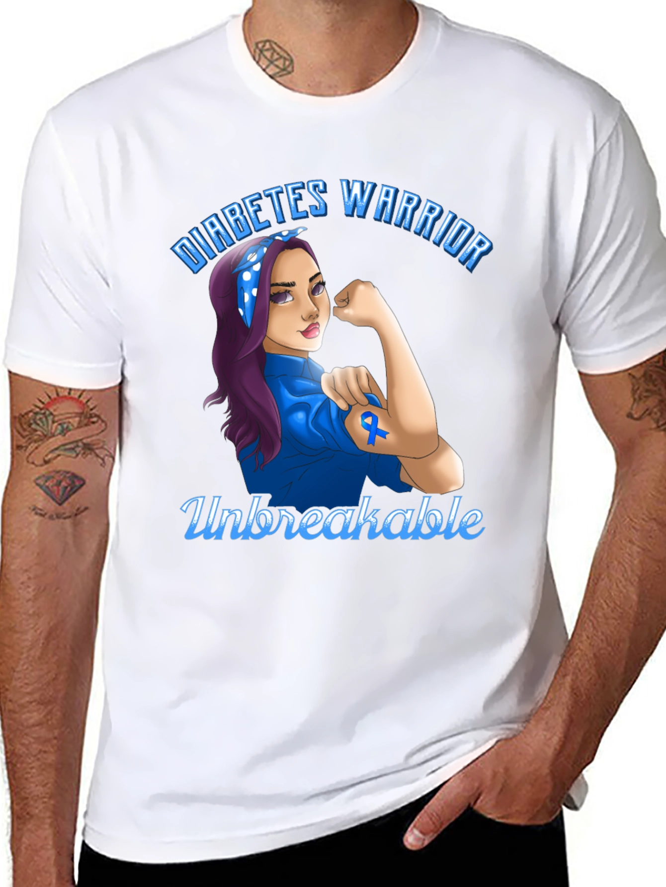 Black Diabetes Warrior T-Shirt - Unbreakable Strength view 8