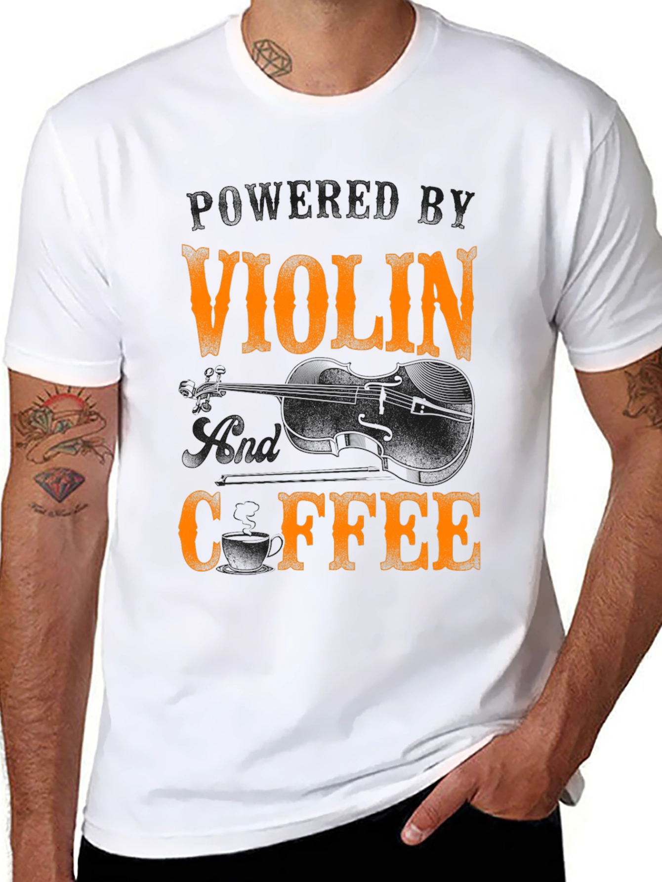 Black Violin and Coffee T-Shirt - Musician's Tee view 8