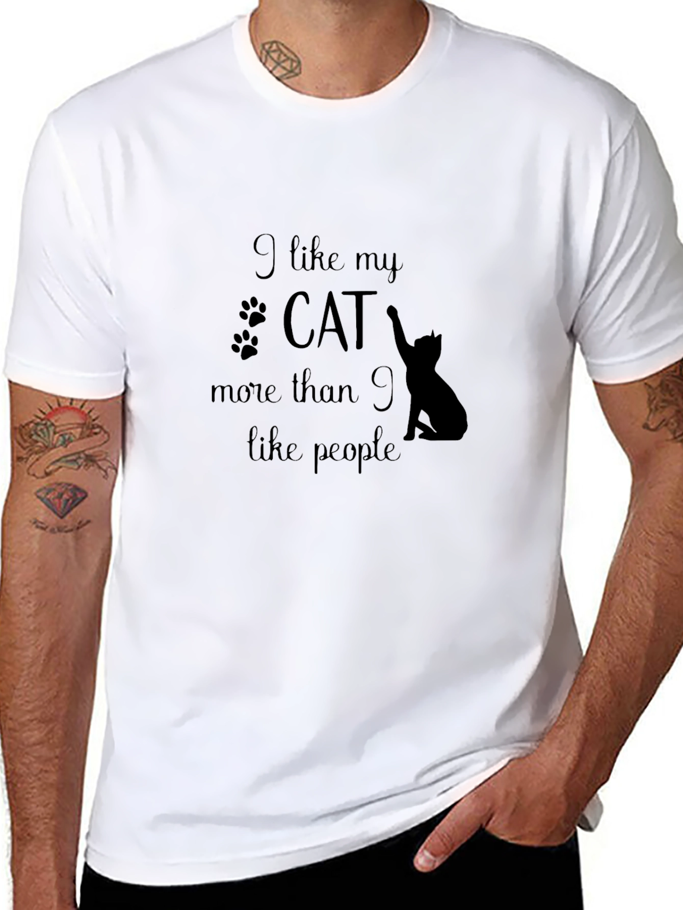 Black I Like My Cat More Than People Graphic Tee view 8