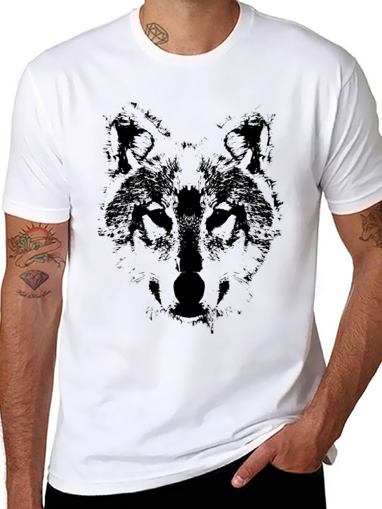 Black Wolf Graphic Black T-Shirt view 8