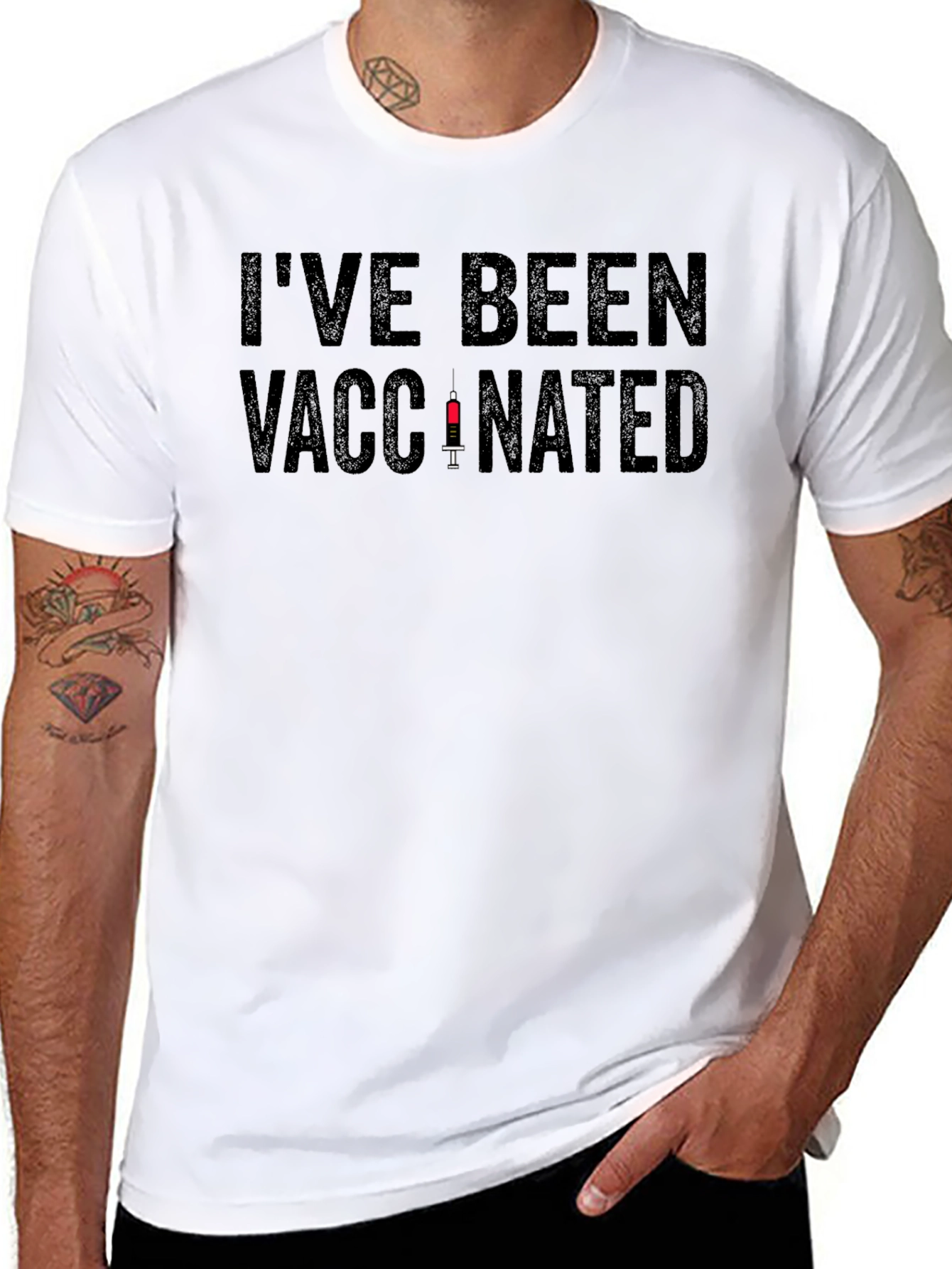 Black I've Been Vaccinated T-Shirt - Novelty Graphic Tee view 8