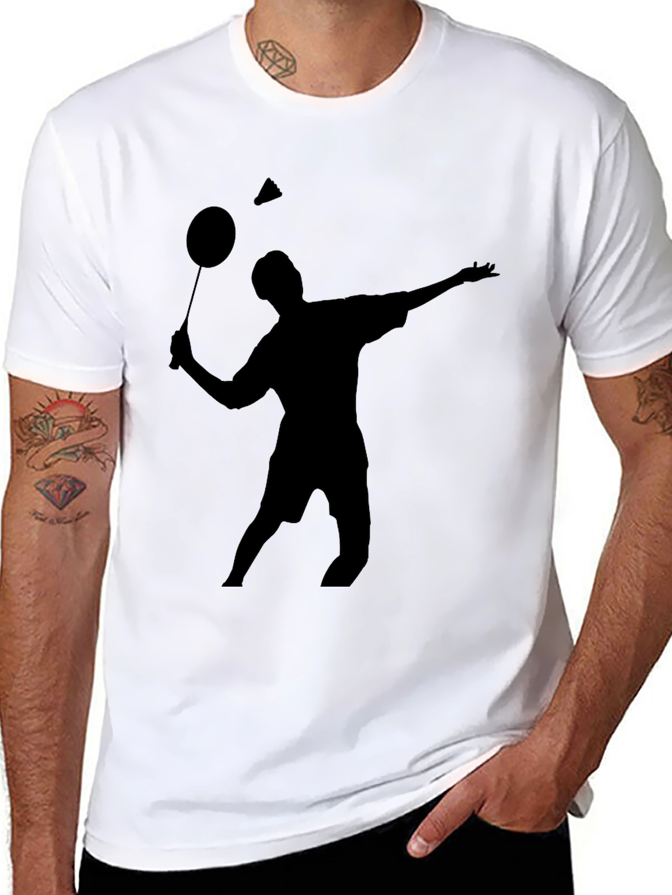 Black Badminton Player Graphic Tee - Black view 8