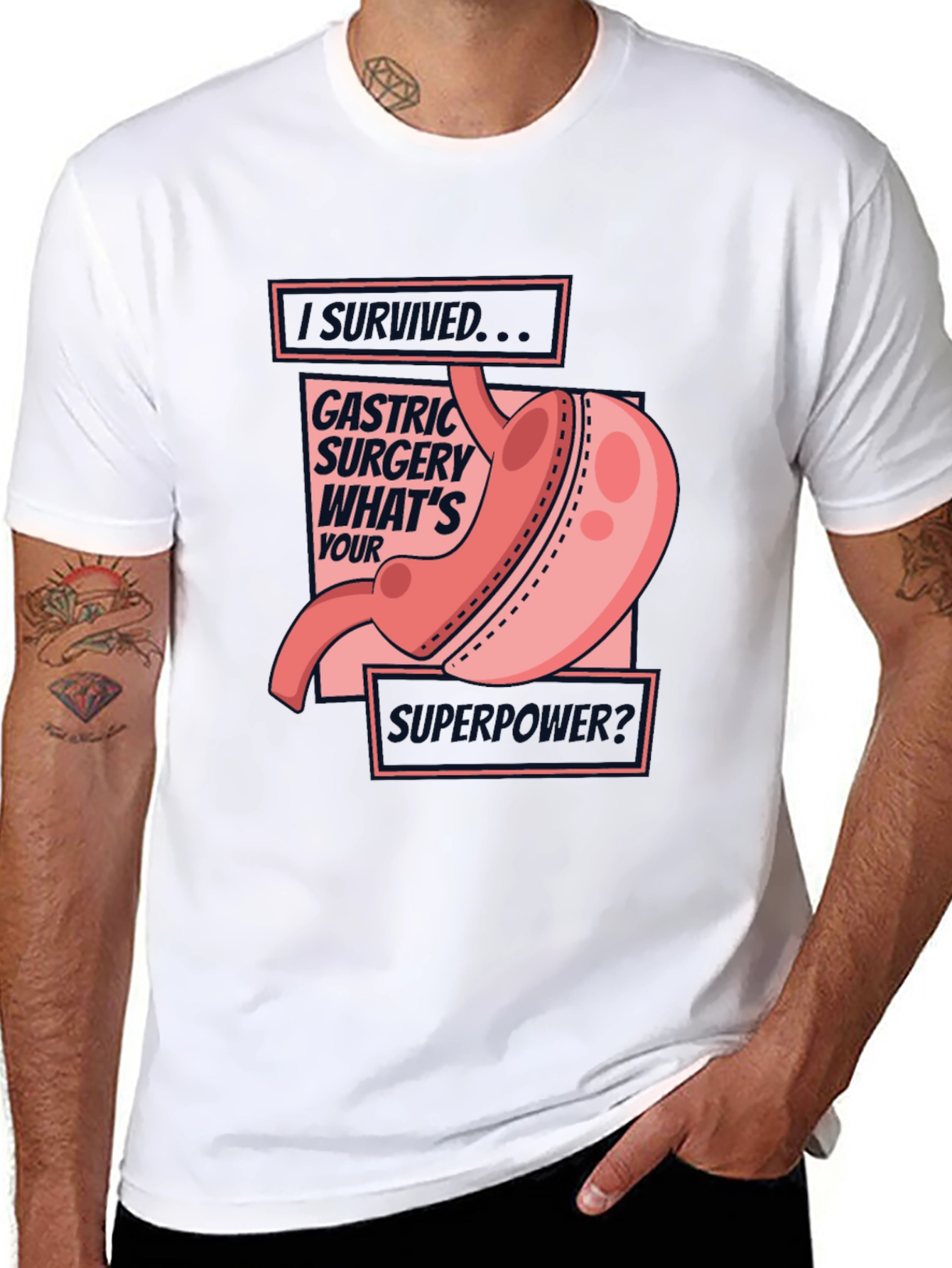 Black Gastric Surgery Survivor Tee - What's Your Superpower? view 8