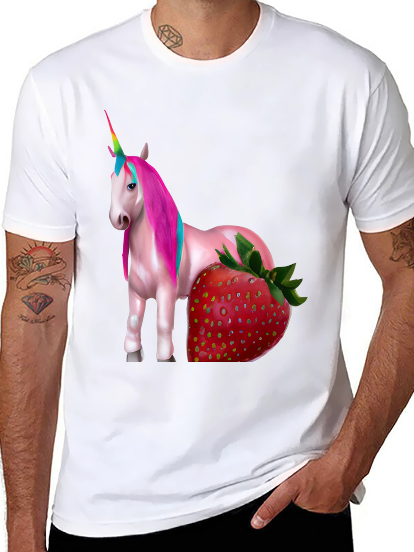 Black Unicorn Strawberry Graphic T-Shirt view 8