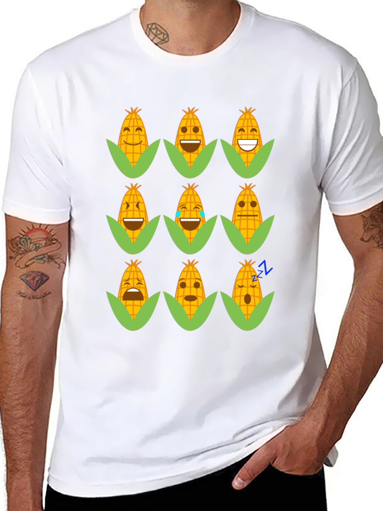 Black Emoji Corn Black T-Shirt - Fun Foodie Tee view 8