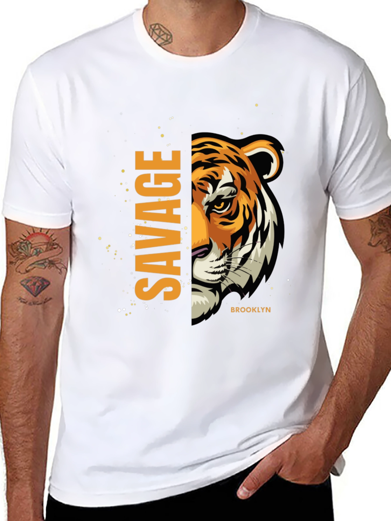 Black Savage Tiger Graphic Print T-Shirt view 8