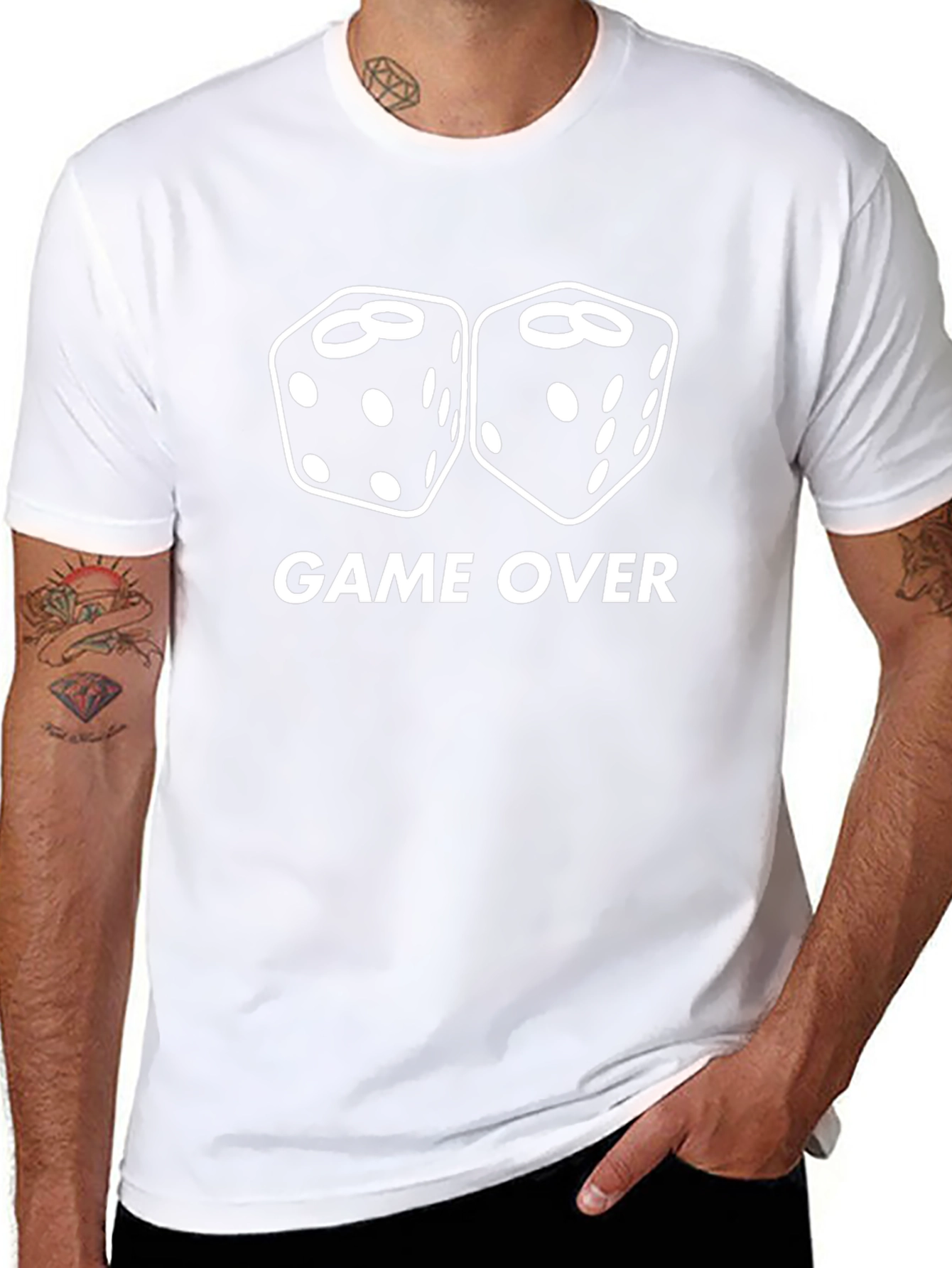 Game Over Dice Graphic T-Shirt - Casual Wear - 8