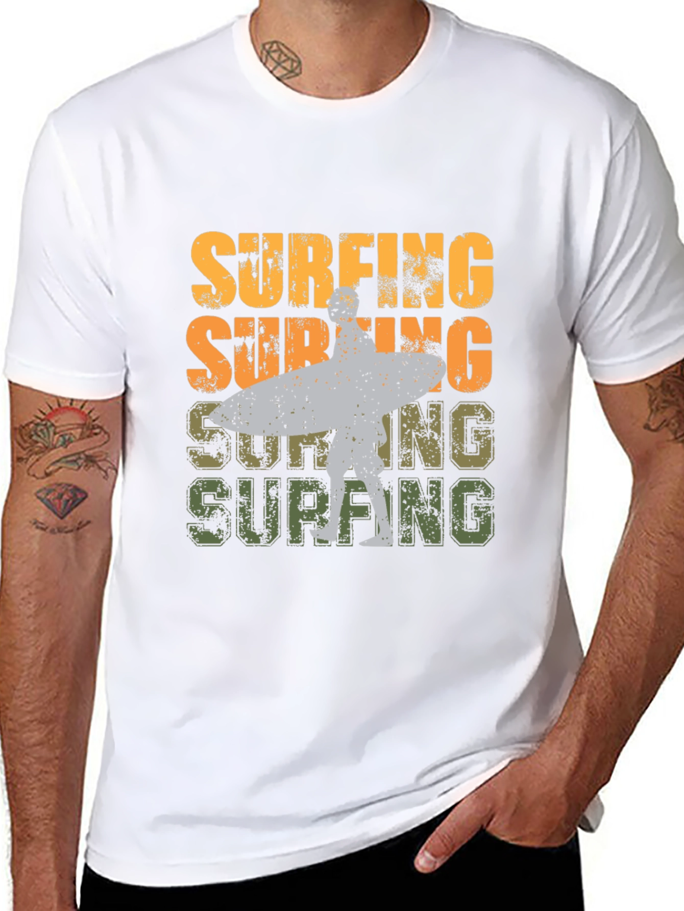 Black Retro Surfing Graphic Tee view 8