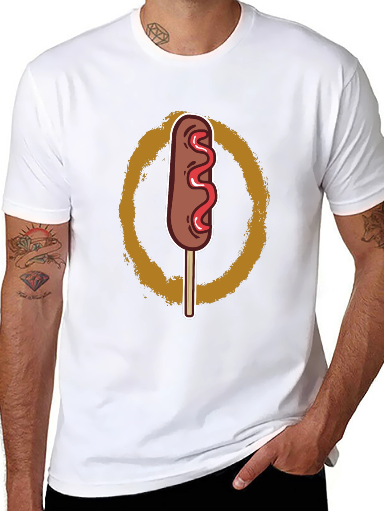 Black Corn Dog Graphic Tee - Fun Novelty T-Shirt view 8