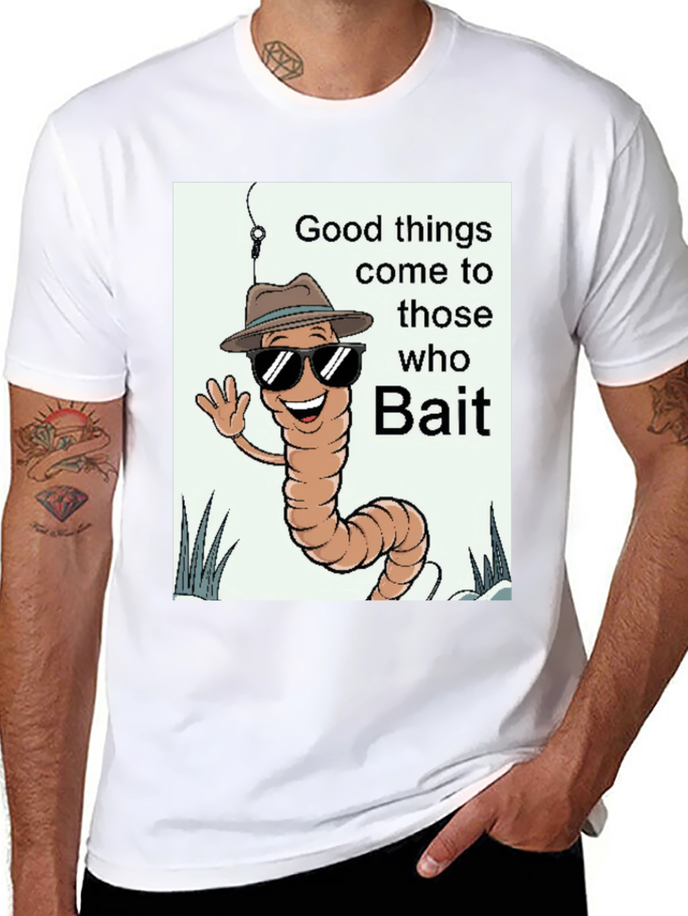 Black Good Things Come to Those Who Bait T-Shirt view 8