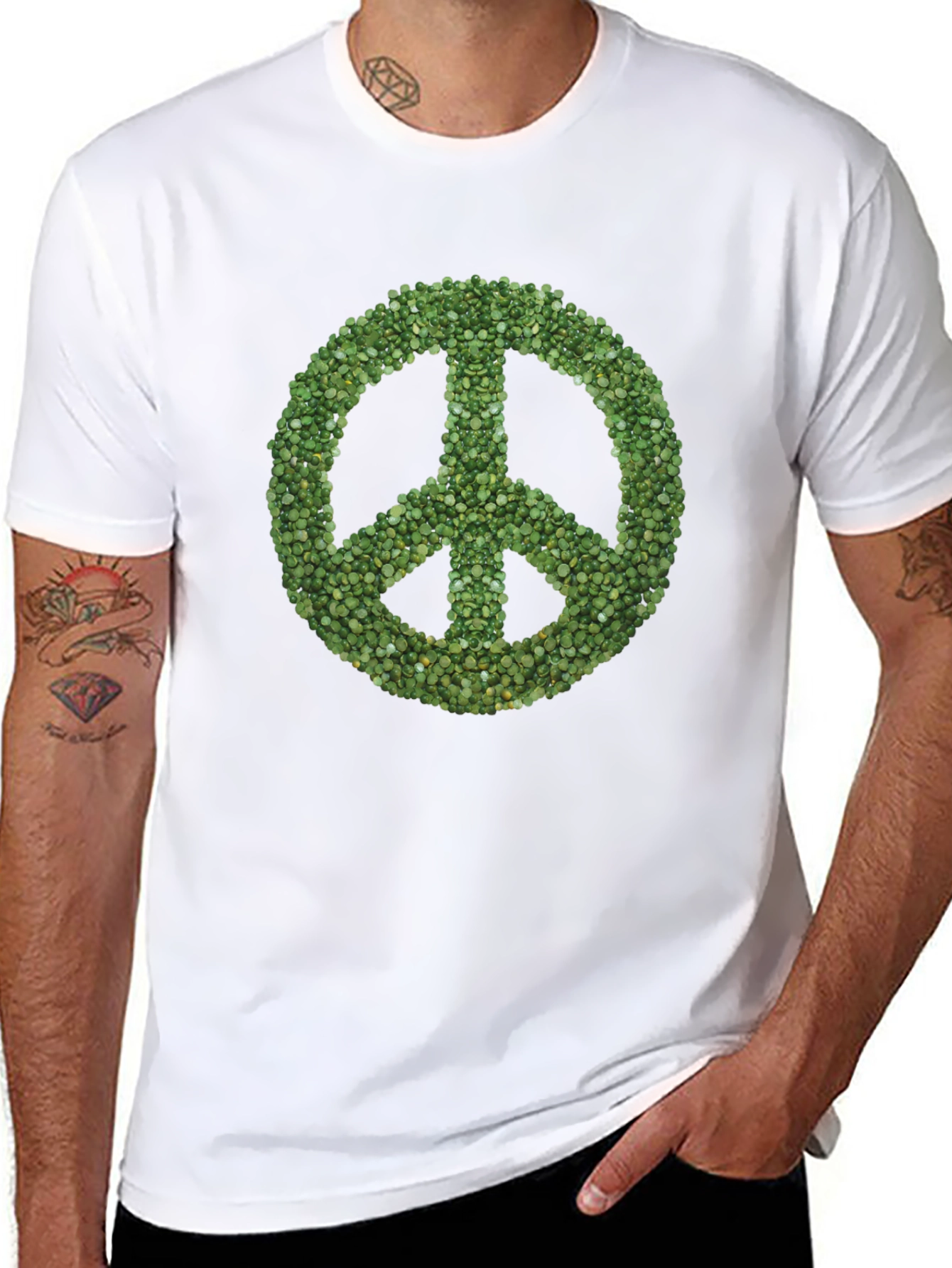 Black Peace Sign T-Shirt - Green Seeds view 8
