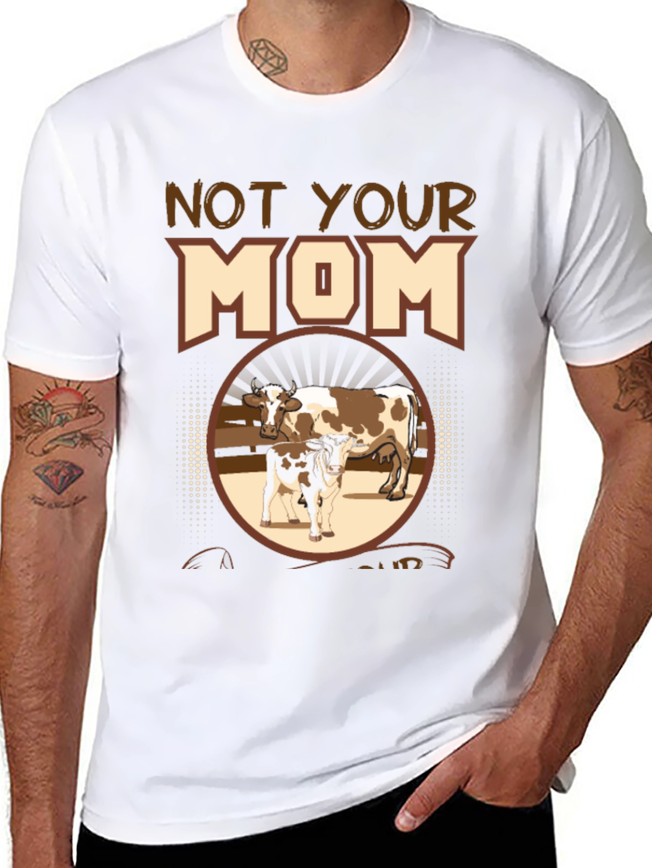 Black Not Your Mom T-Shirt - Cow Graphic Tee view 8