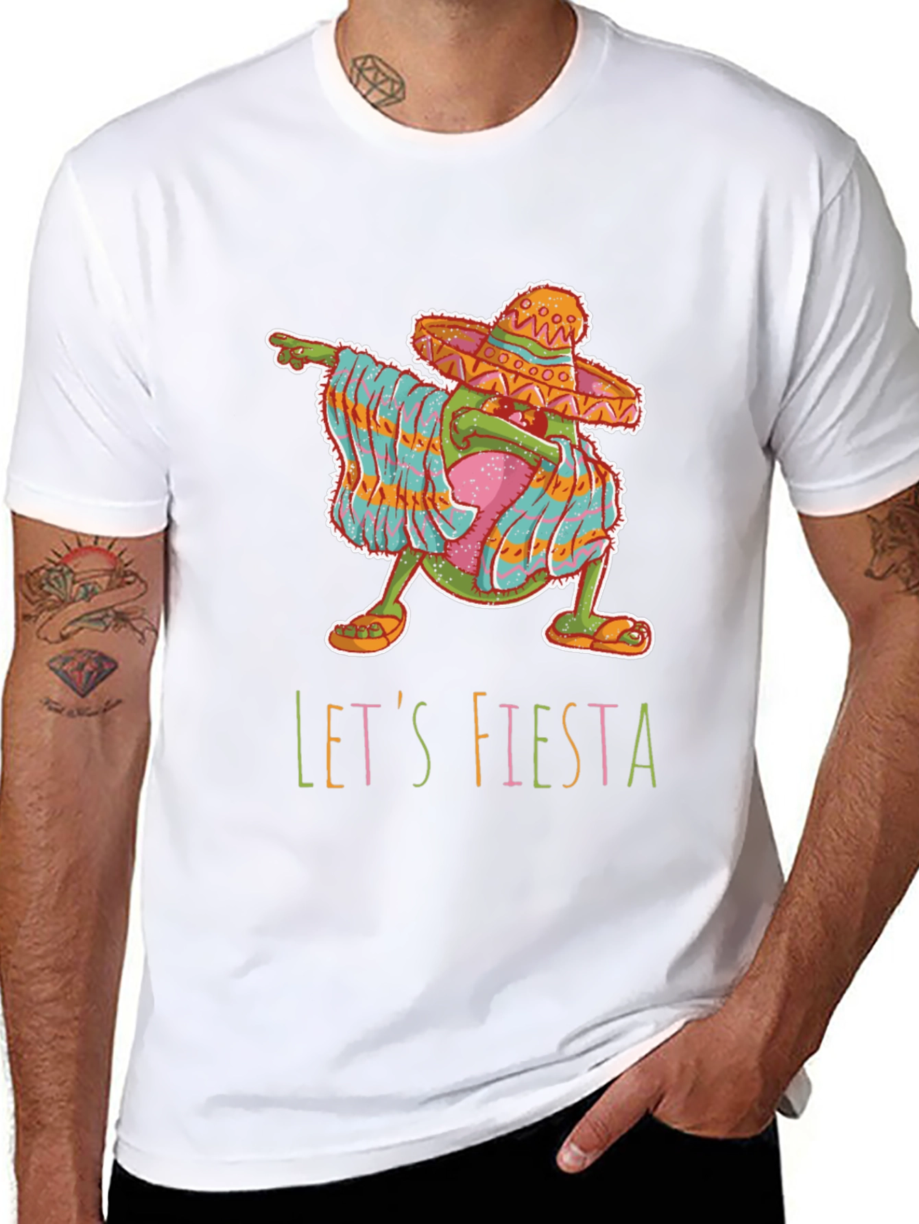 Black Let's Fiesta Avocado Graphic T-Shirt view 8